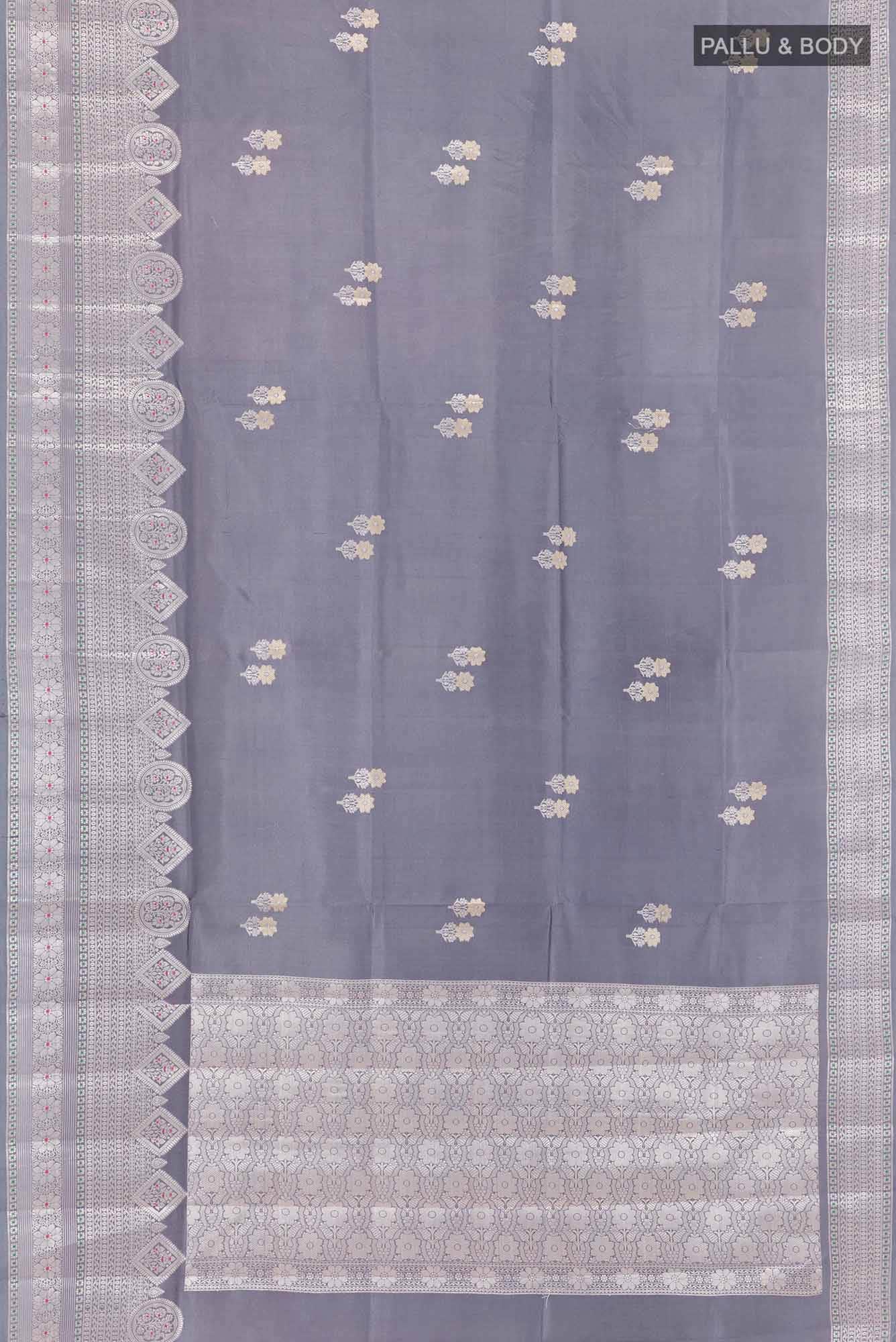 Grey Tussar Silk Saree