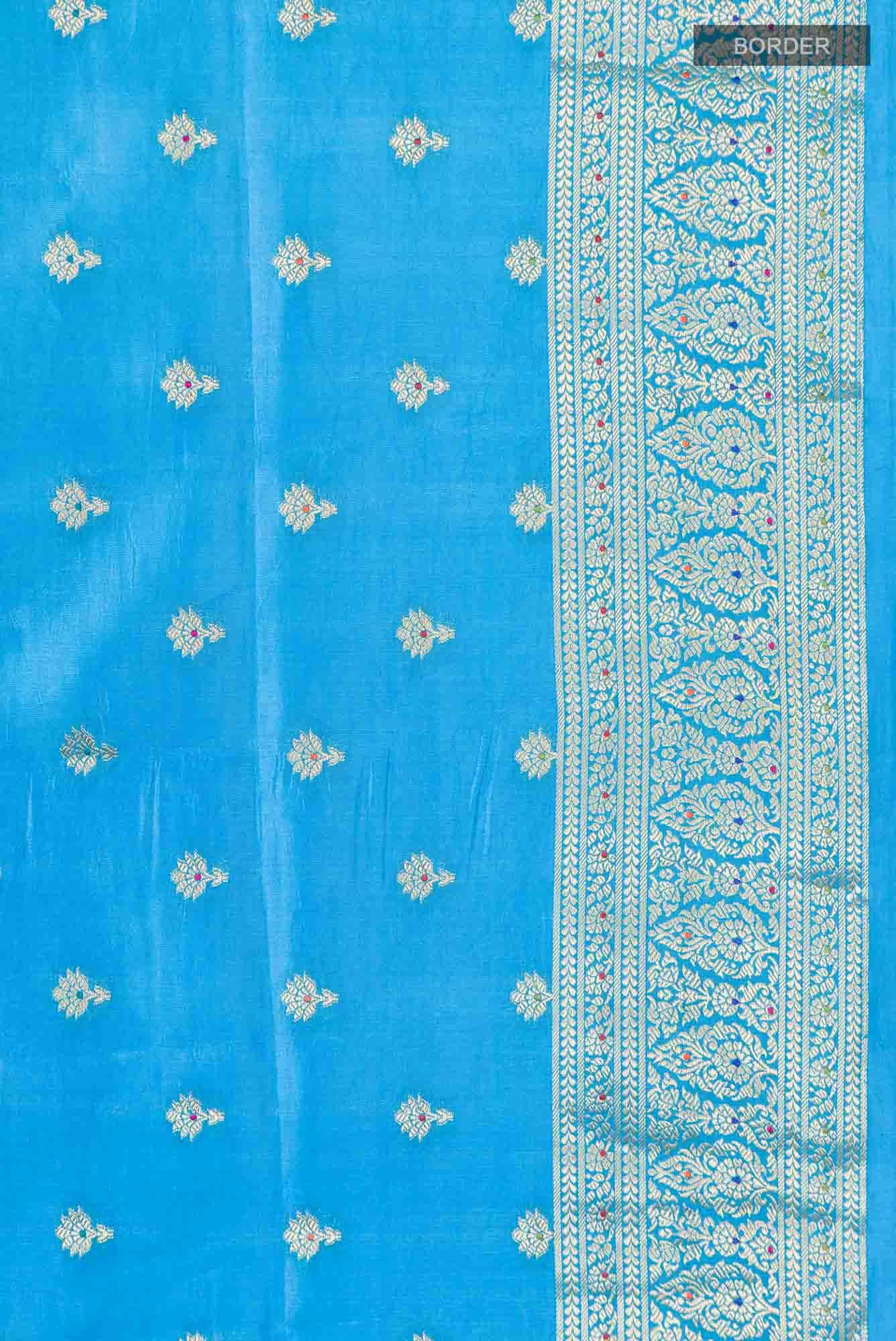 Blue Banarasi Raw Silk Saree