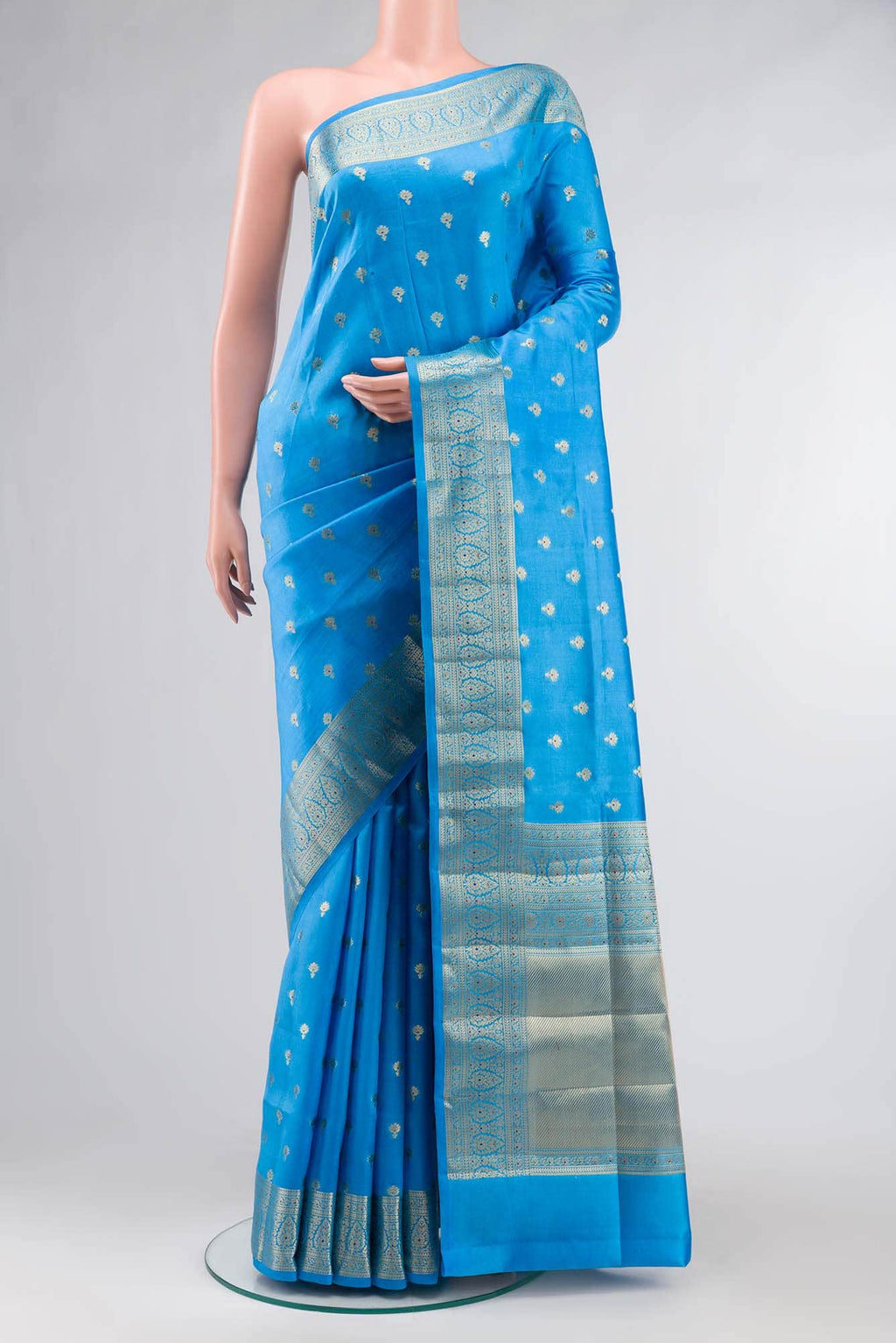 Blue Banarasi Raw Silk Saree