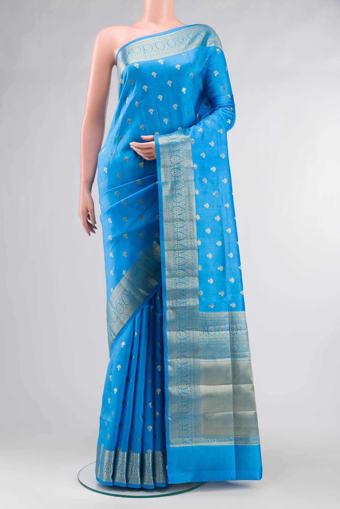 Blue Banarasi Raw Silk Saree