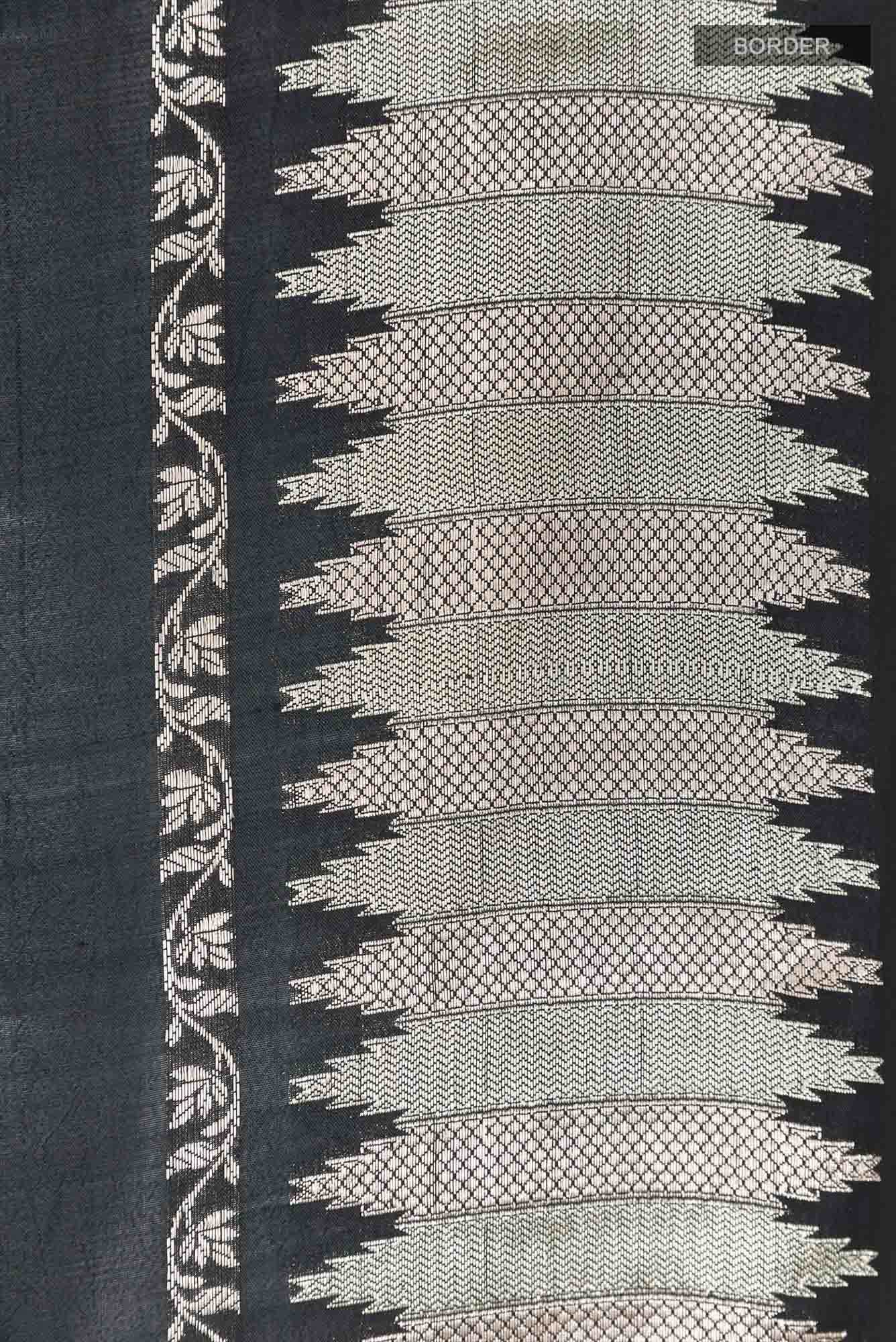 Black Banarasi Tussar Silk Saree