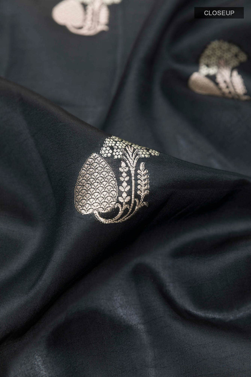 Black Banarasi Tussar Silk Saree