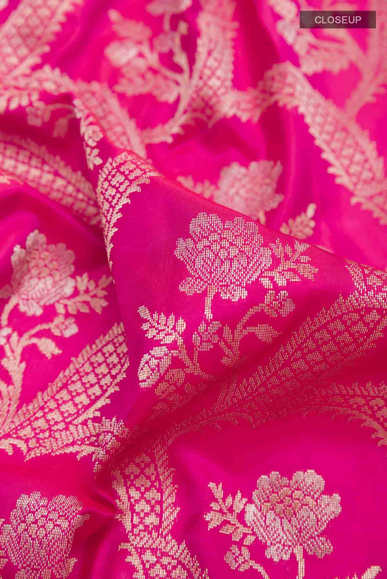 Pink Blended Banarasi Silk Saree