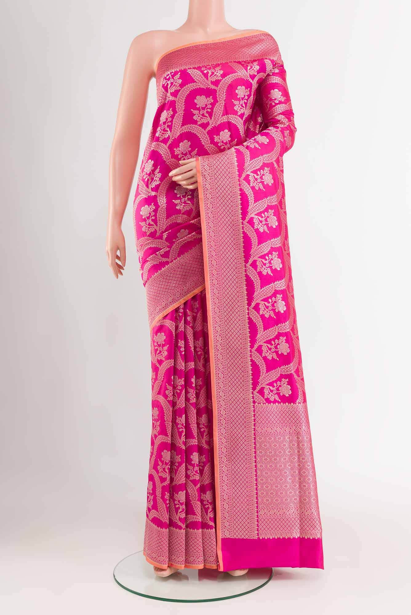 Pink Blended Banarasi Silk Saree
