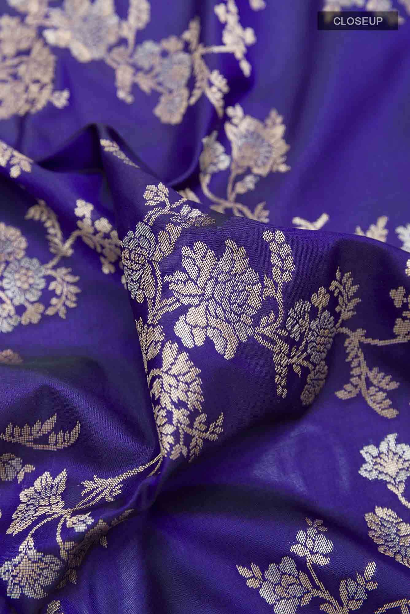 Royal Blue Blended Banarasi Silk Saree
