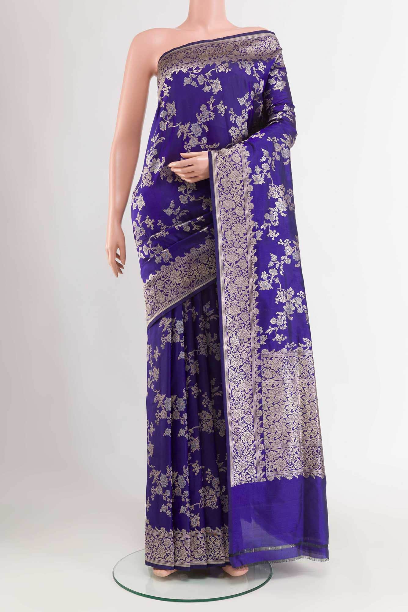 Royal Blue Blended Banarasi Silk Saree