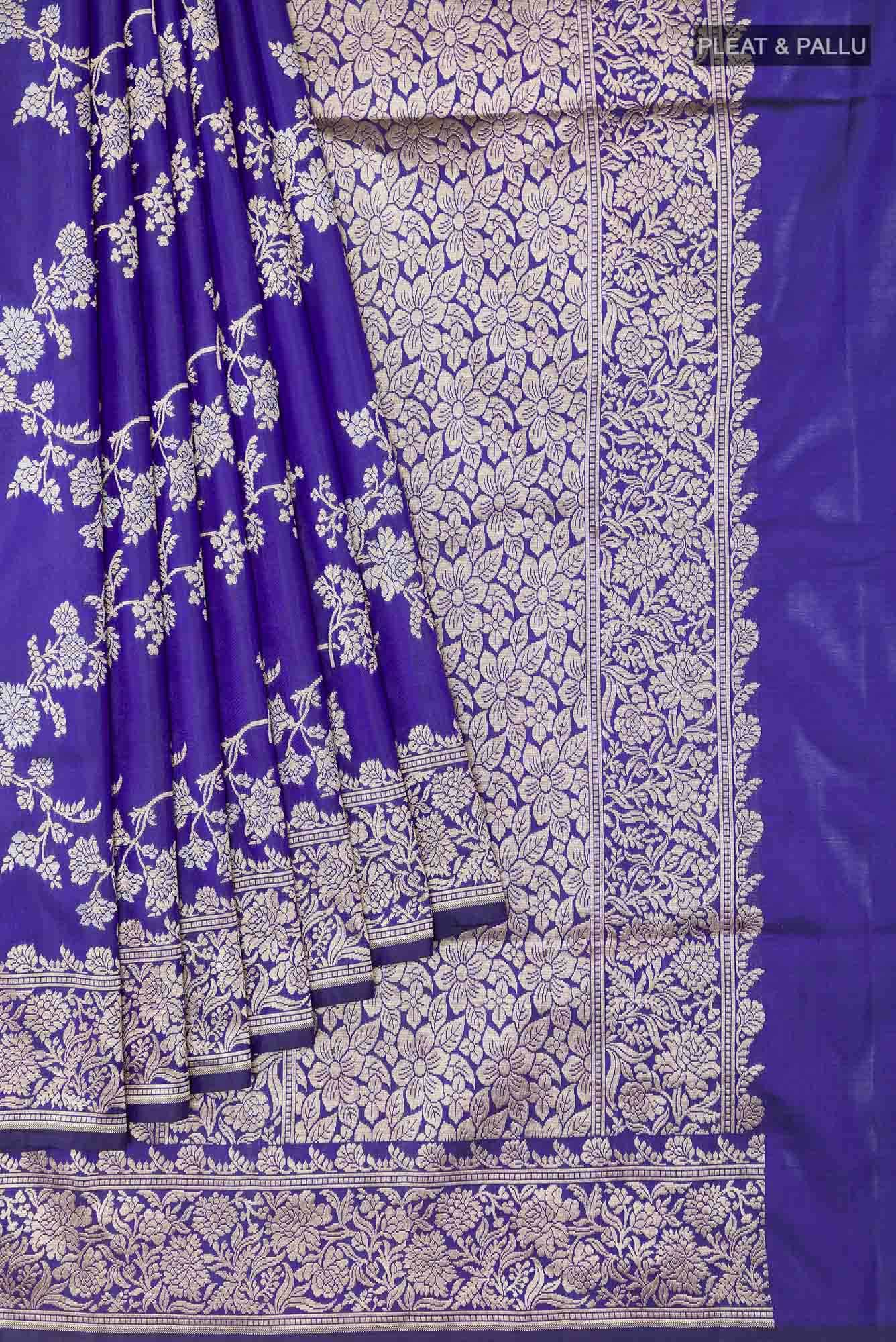 Royal Blue Blended Banarasi Silk Saree