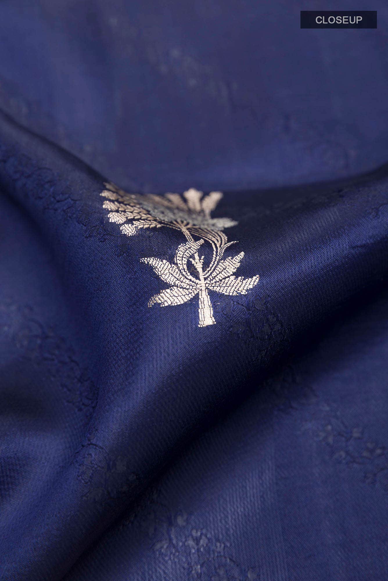 Navy Blue Banarasi Tussar Silk Saree