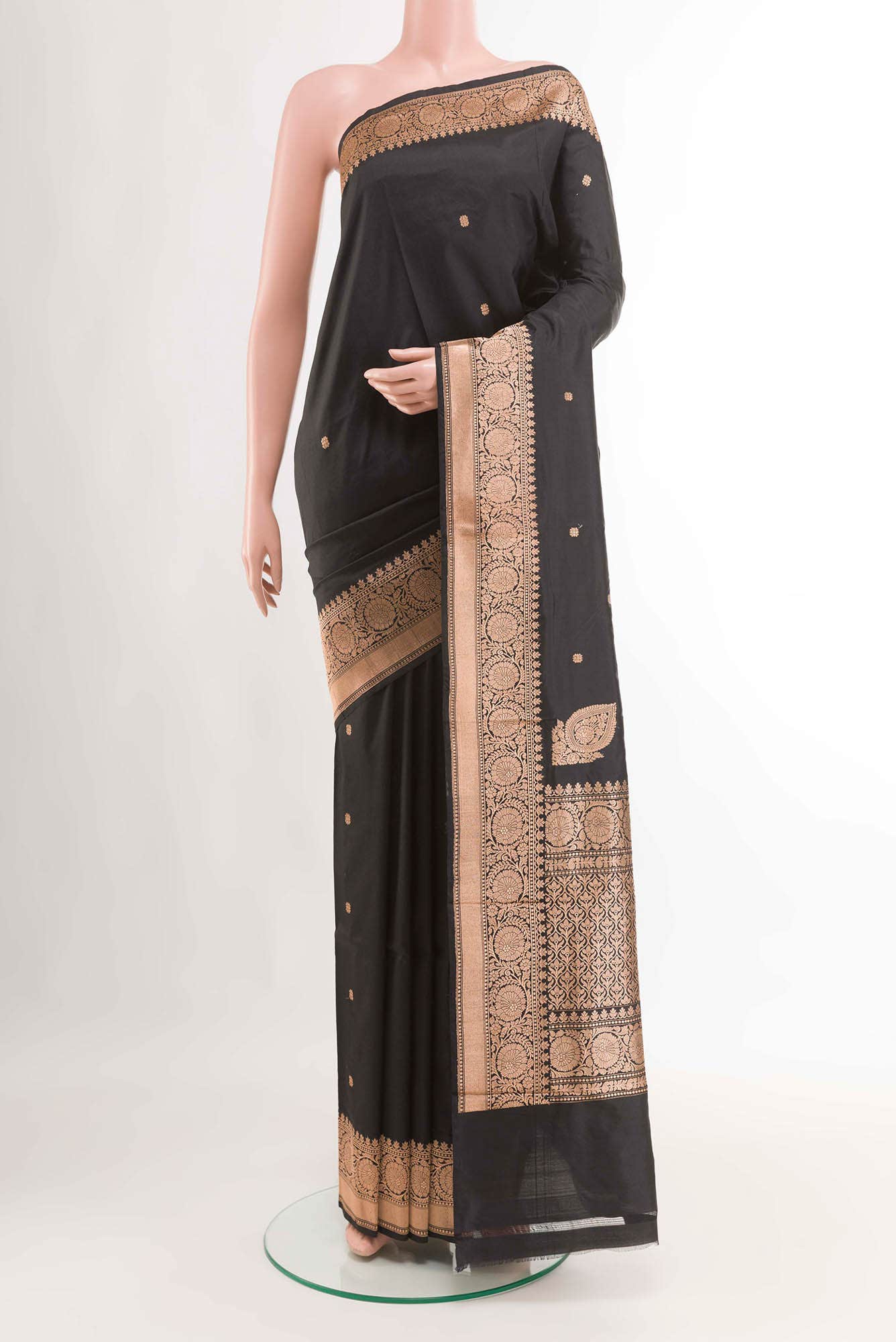 Black Banarasi Katan Silk Saree