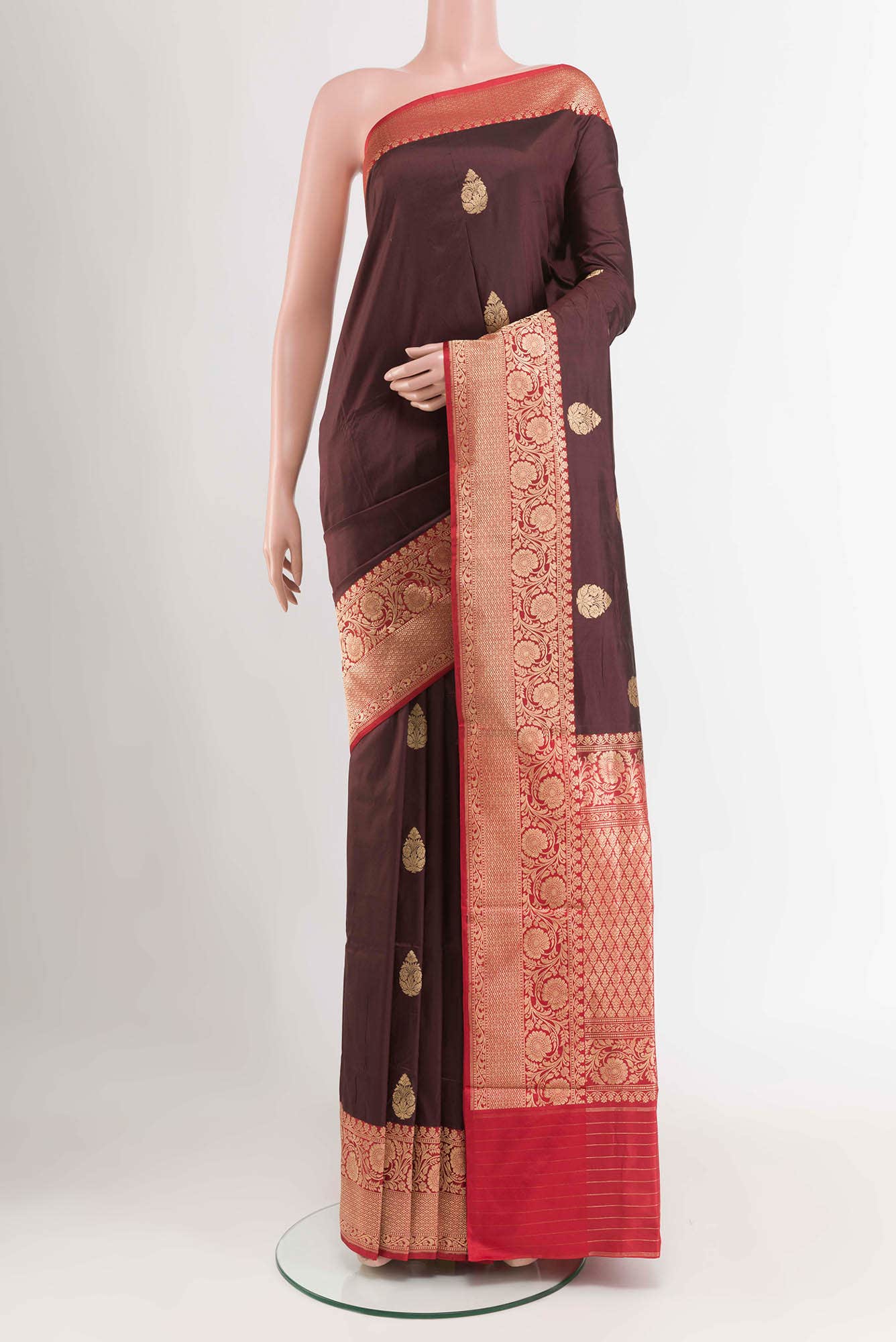 Coffee Brown Banarasi Katan Silk Saree