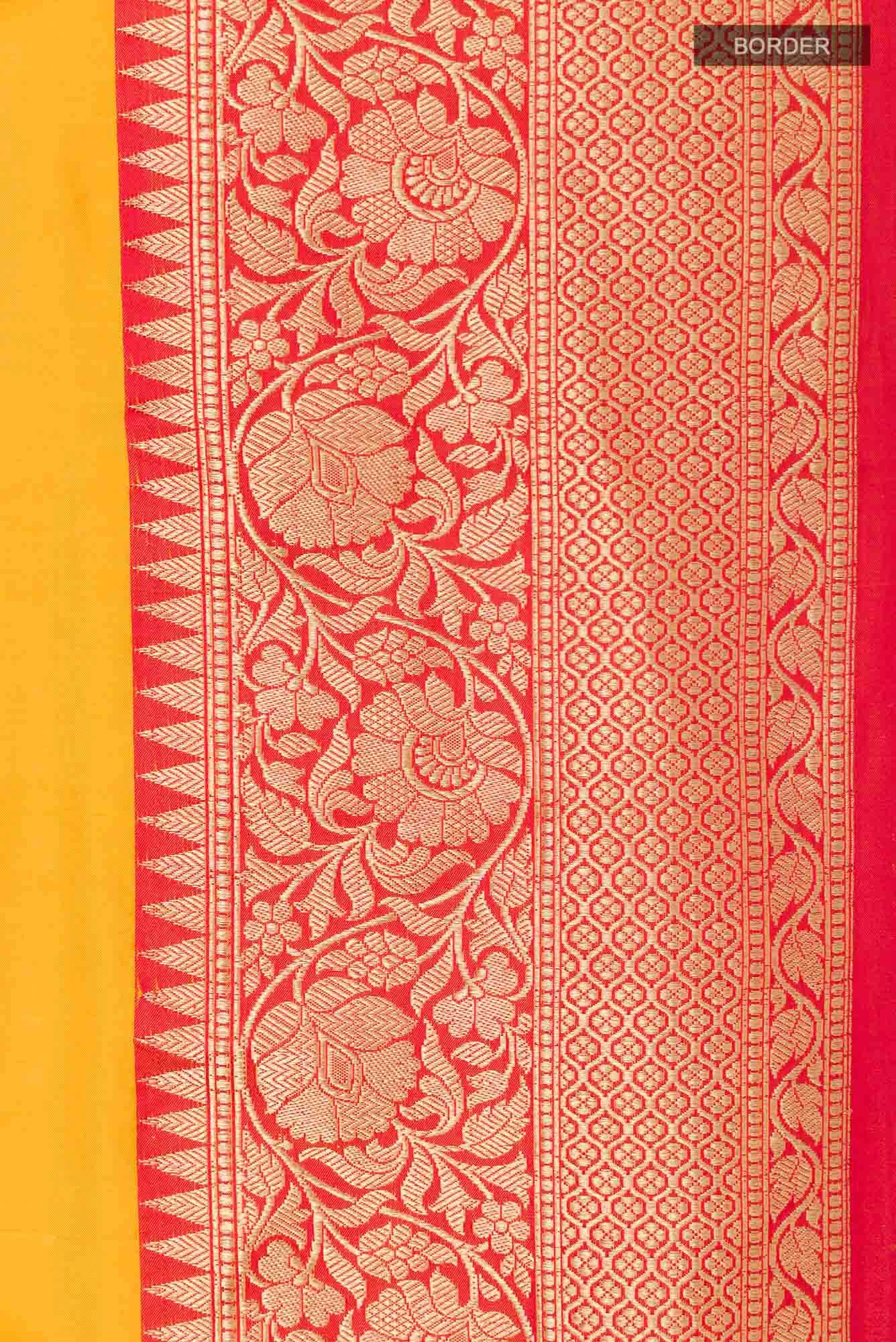 Yellow Banarasi Katan Silk Saree