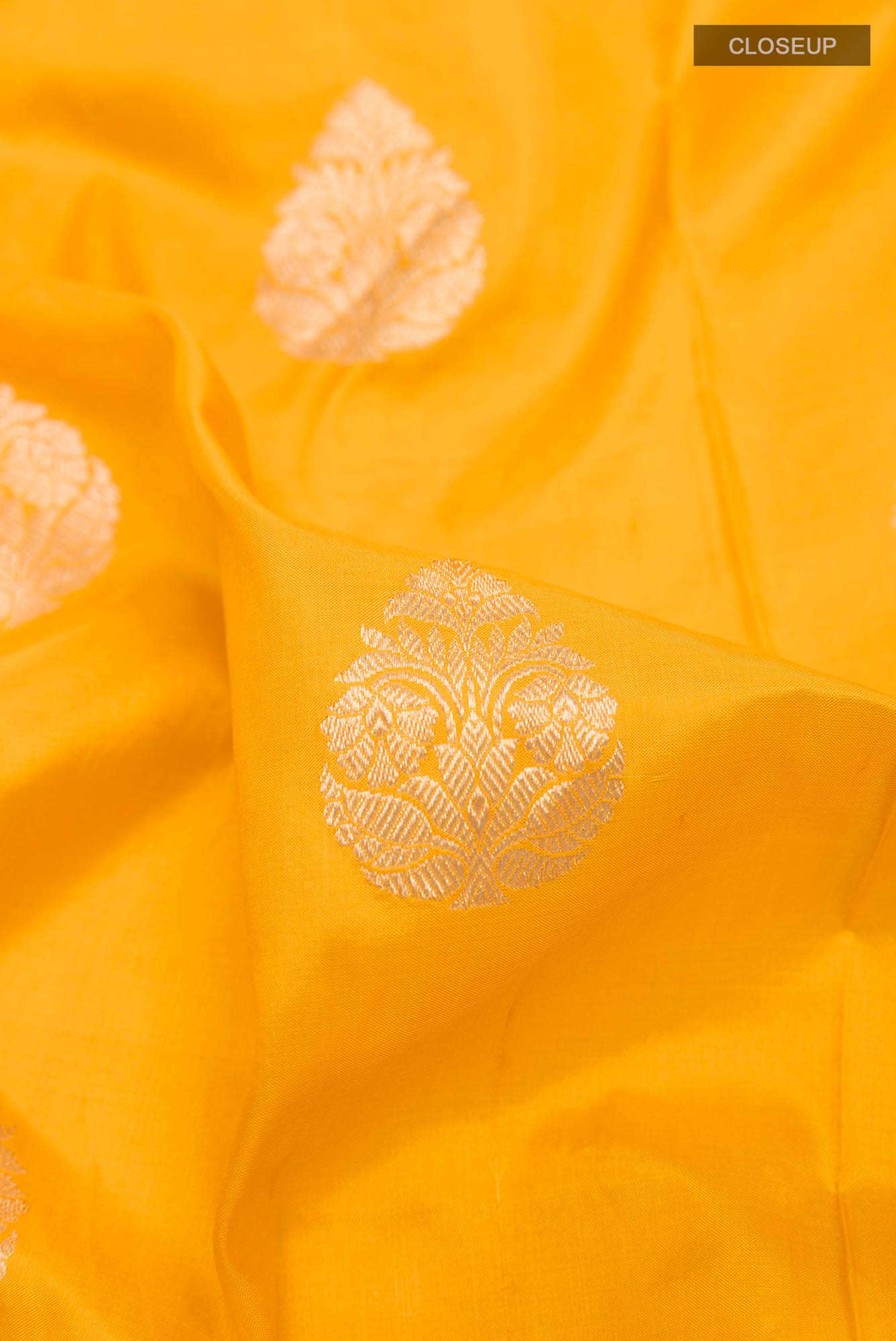 Yellow Banarasi Katan Silk Saree