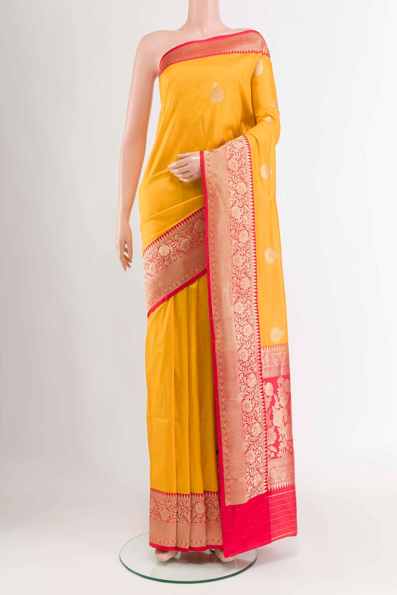 Yellow Banarasi Katan Silk Saree