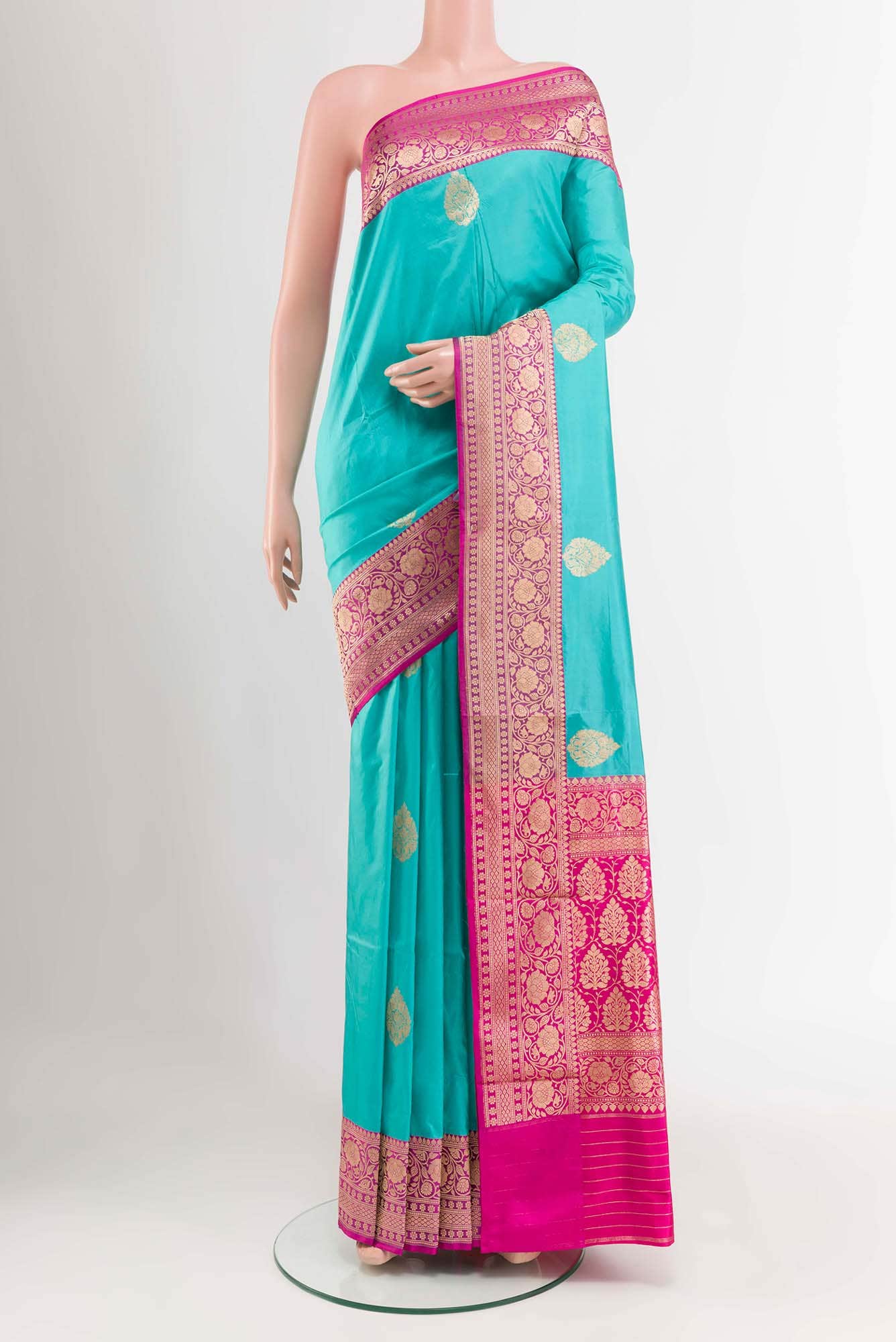 Sky Blue Banarasi Katan Silk Saree