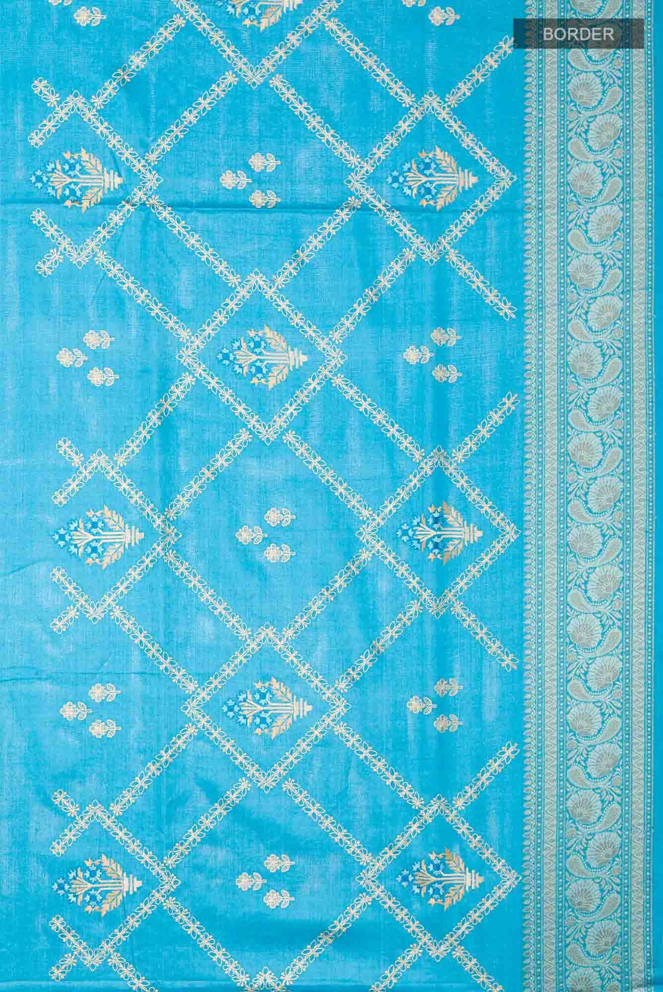 Blue Tussar Silk Saree