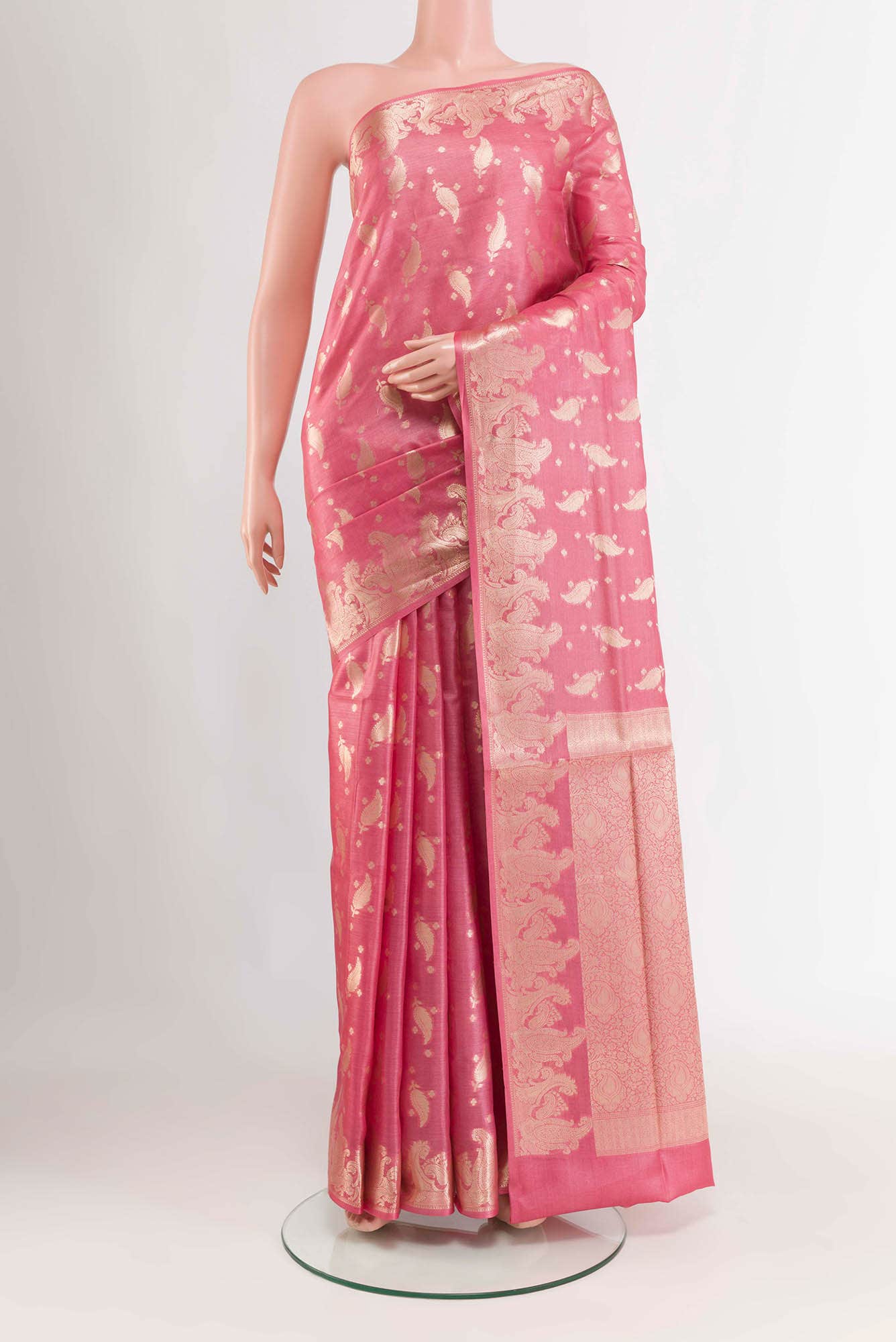 Peach Tussar Saree