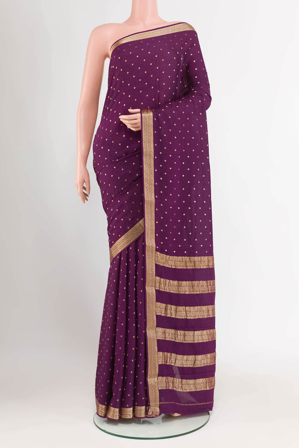 Magenta Mysore Crepe Saree