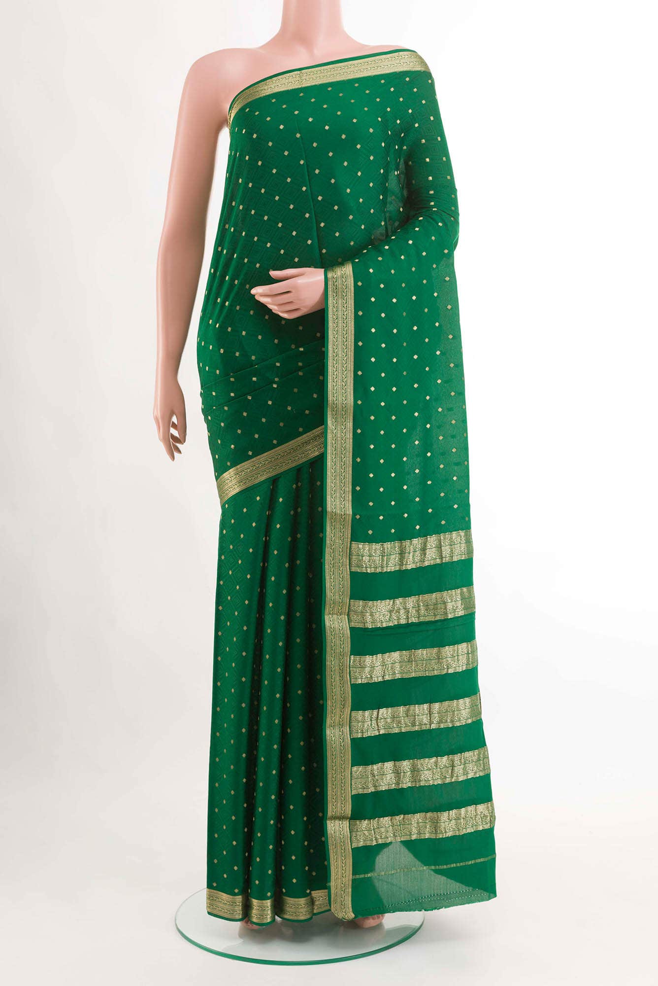 Green Mysore Crepe Saree