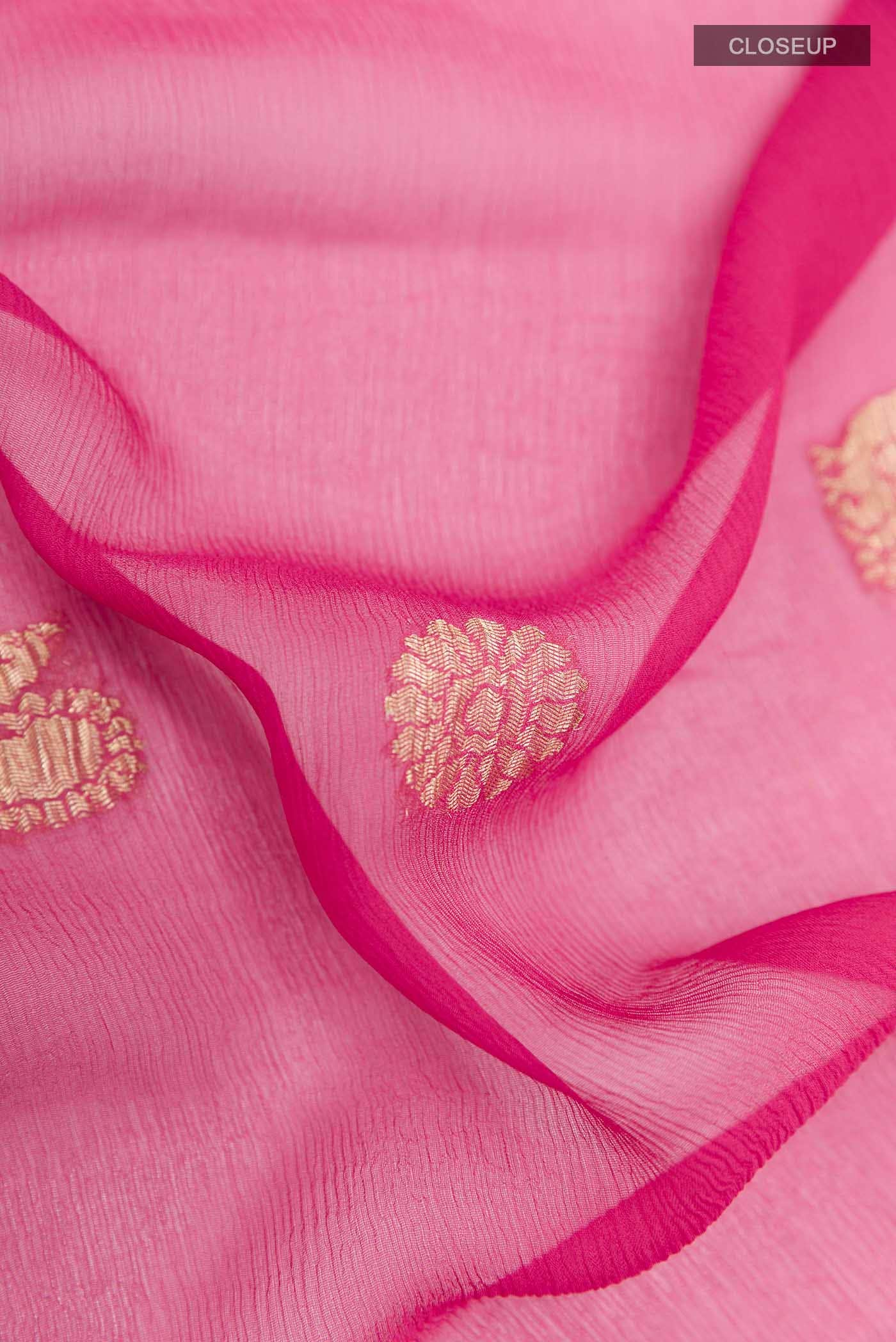 Pink Mysore Chiffon Saree