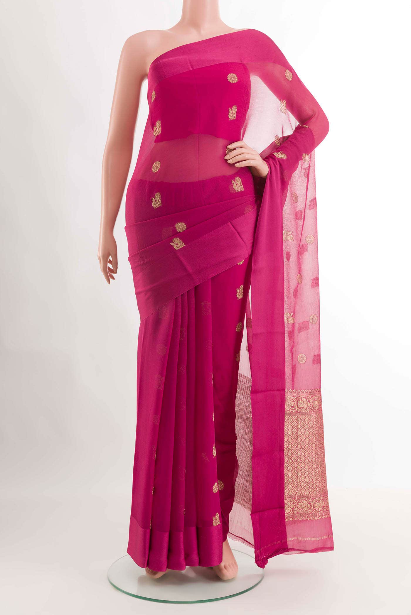 Pink Mysore Chiffon Saree