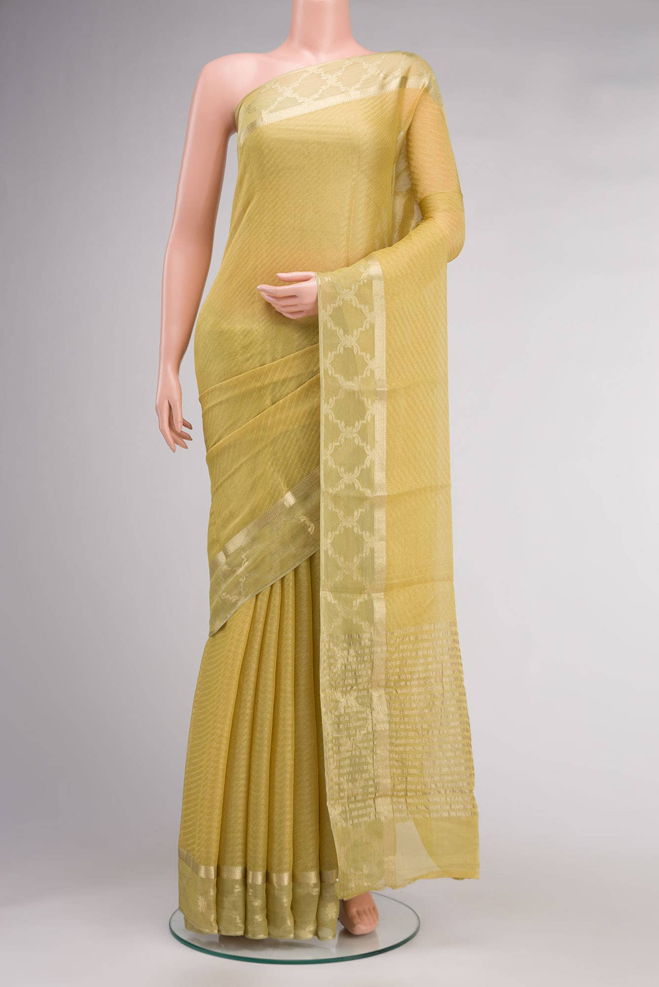 Yellow Mysore Georgette Saree