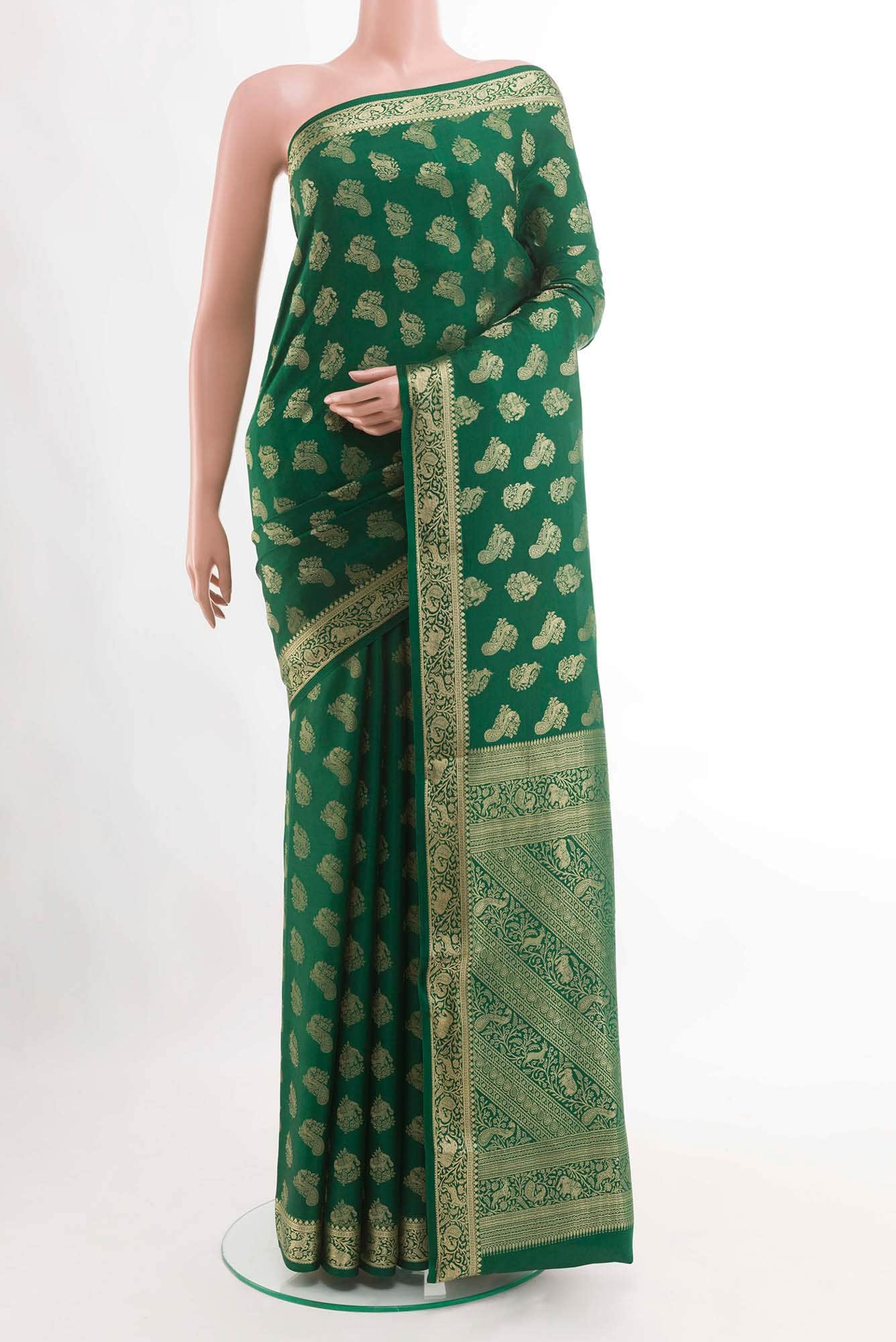 Green Mysore Crepe Saree