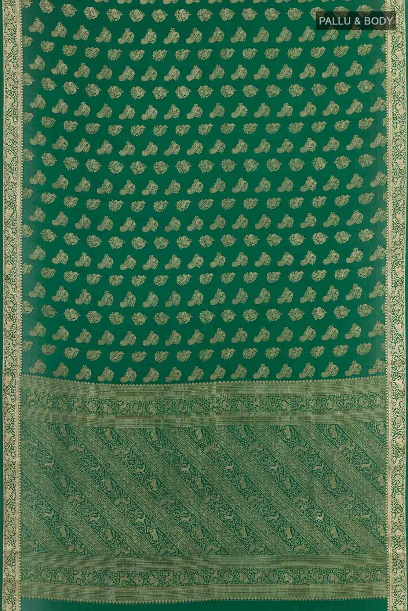 Green Mysore Crepe Saree
