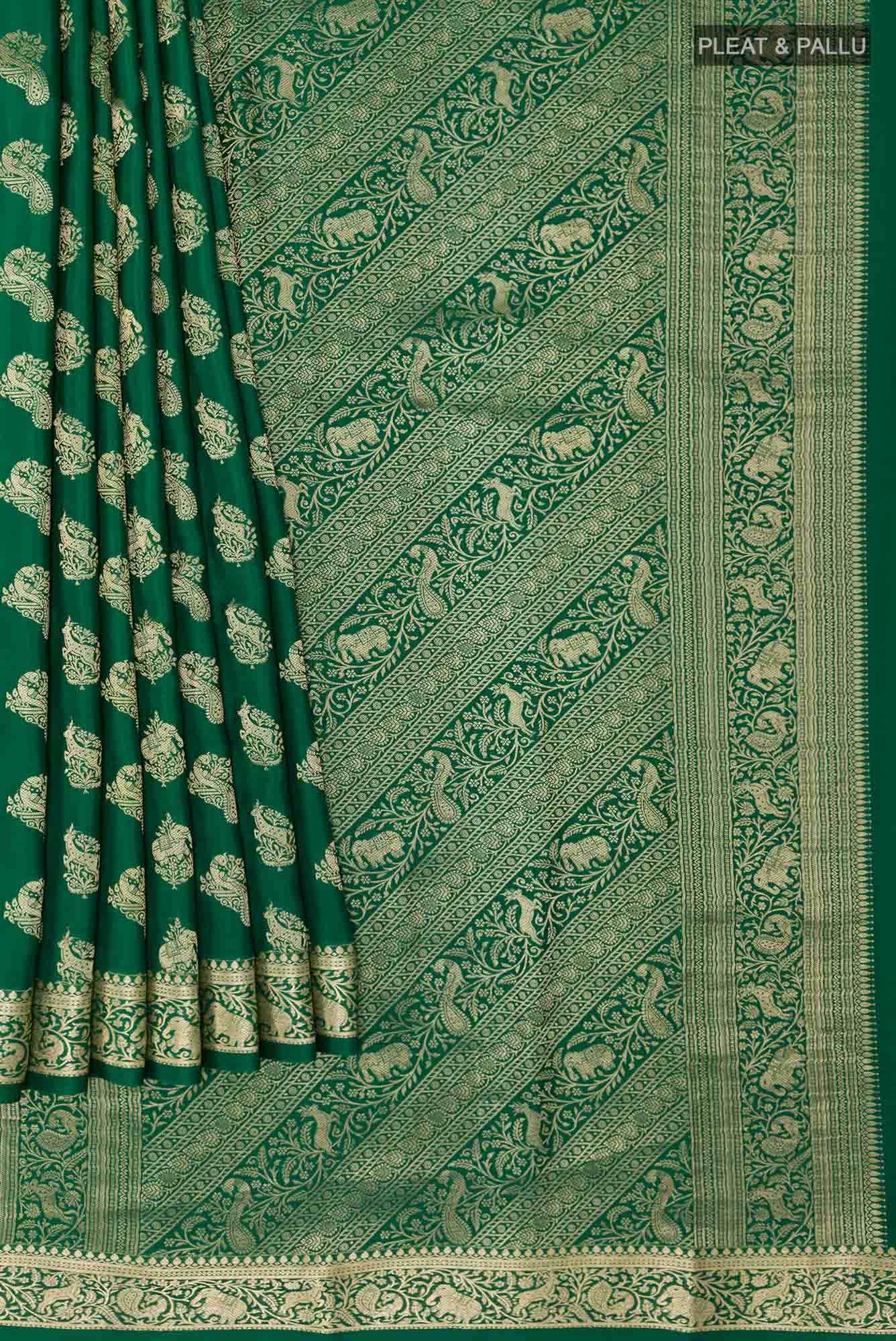 Green Mysore Crepe Saree