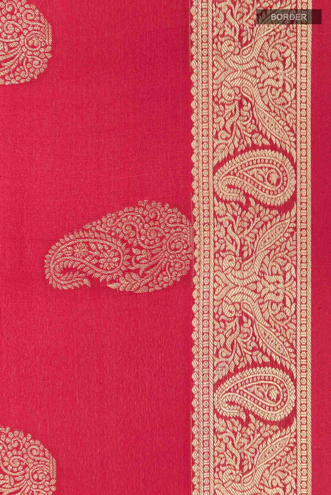 Deep Red Mysore Crepe Saree