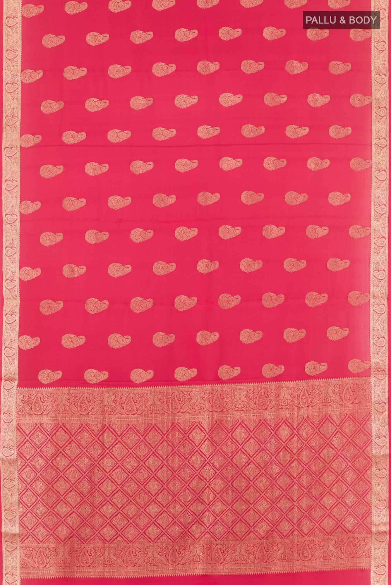 Deep Red Mysore Crepe Saree