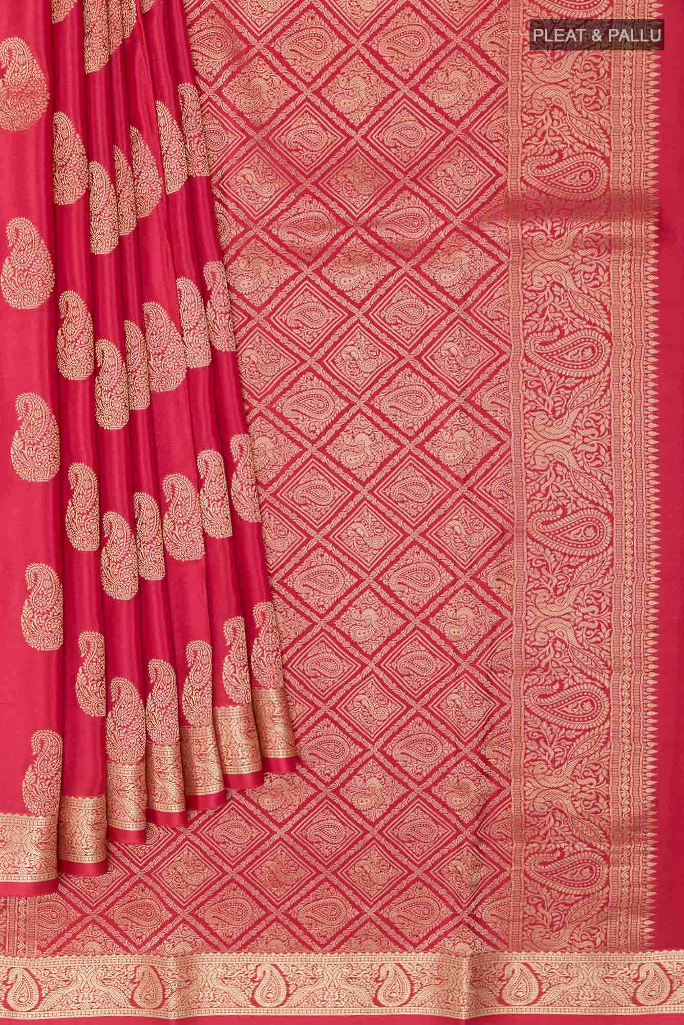 Deep Red Mysore Crepe Saree