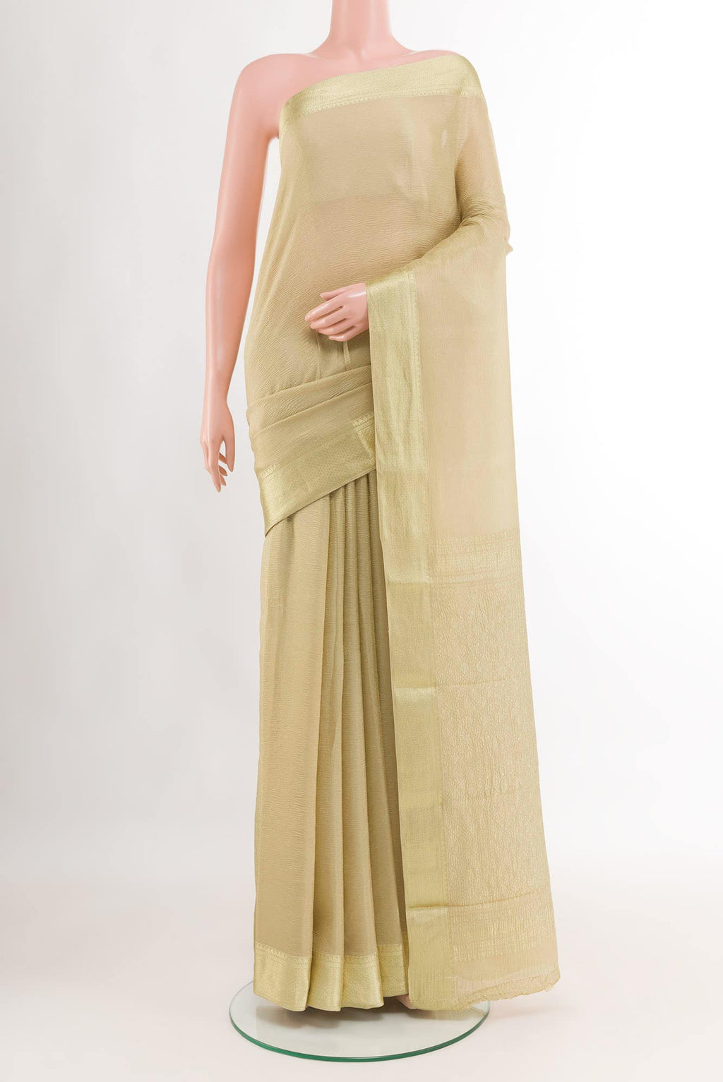 Golden Mysore Crepe Saree