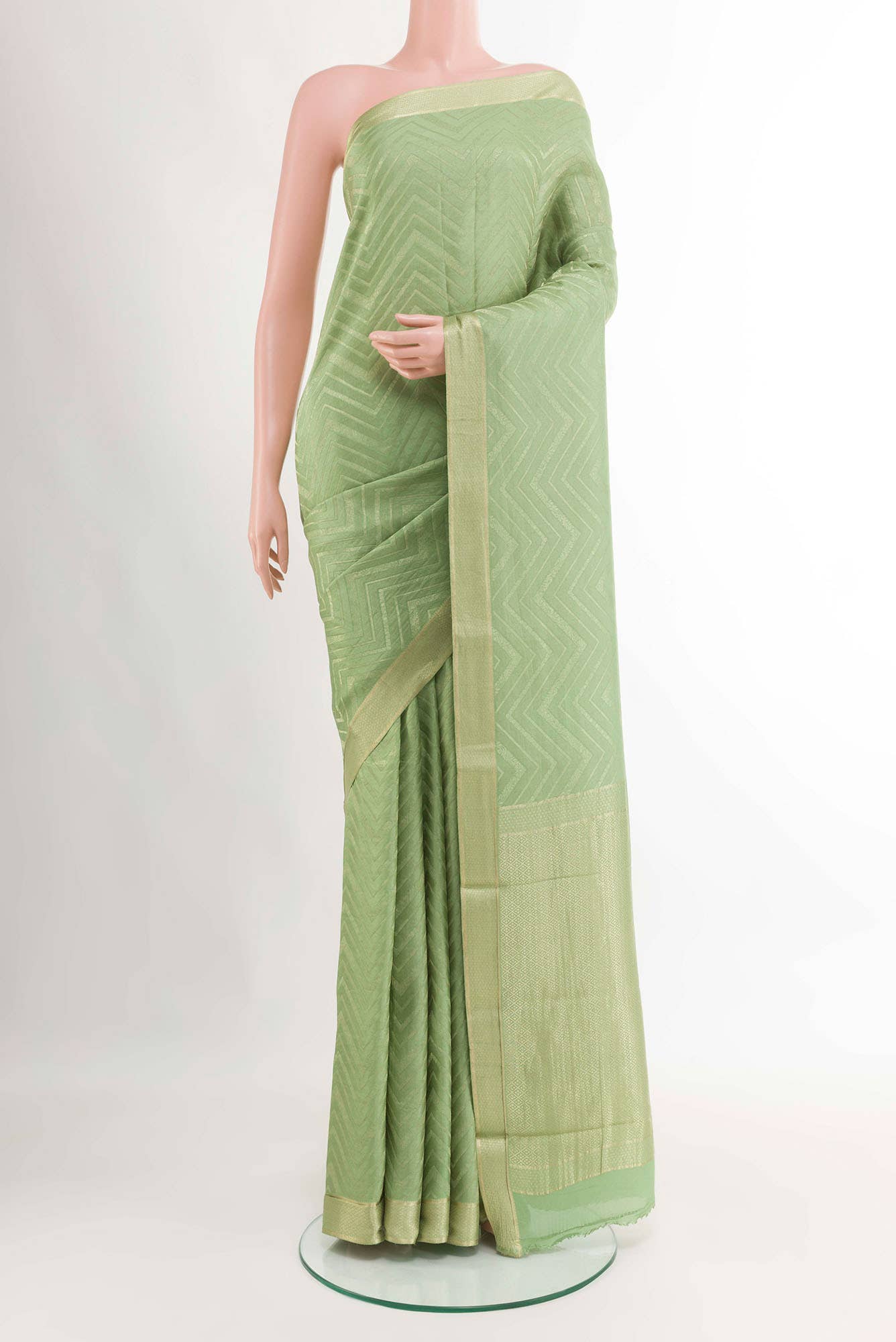 Green Crepe Saree