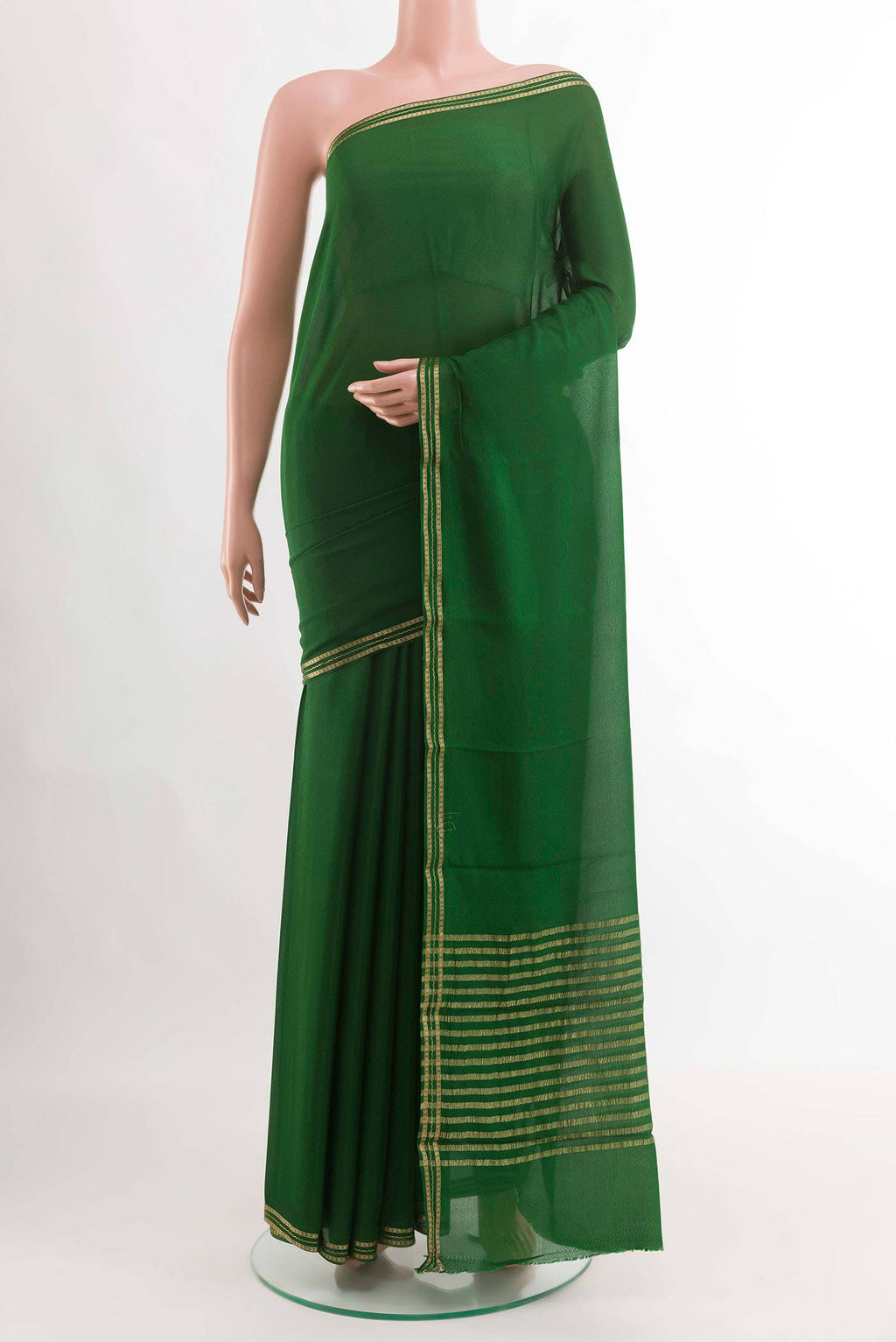 Green Mysore Crepe Saree