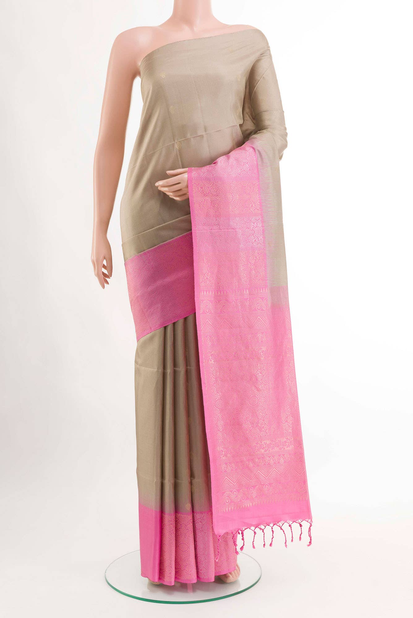 Dark Beige Soft Silk Saree
