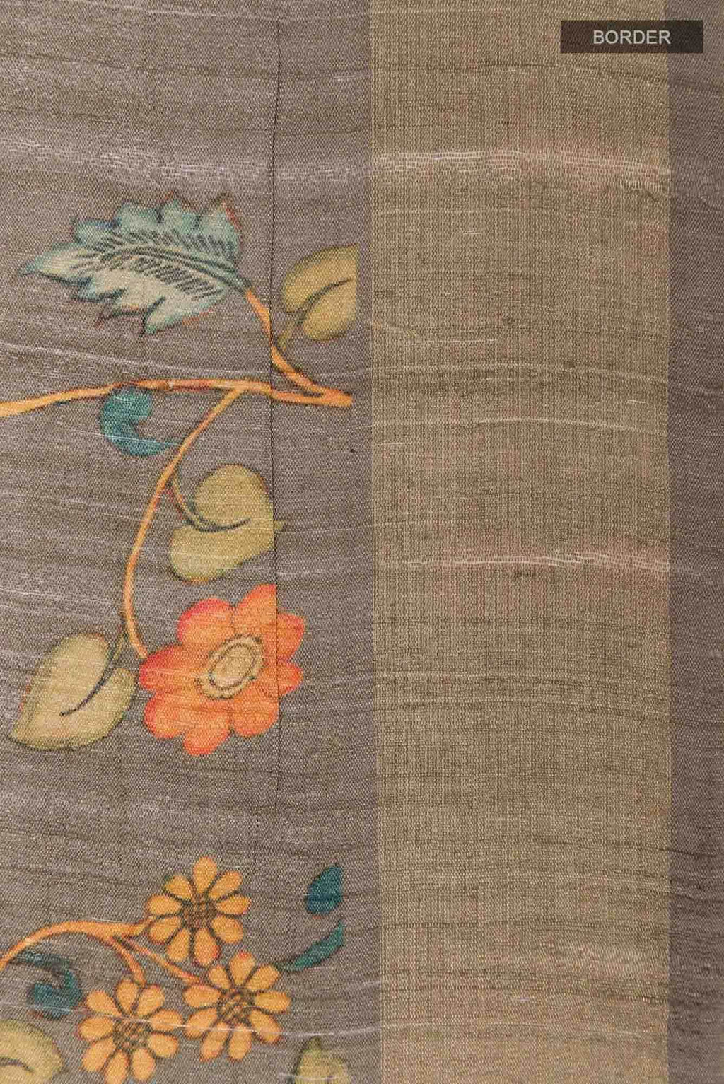 Dark Beige Tussar Silk Saree