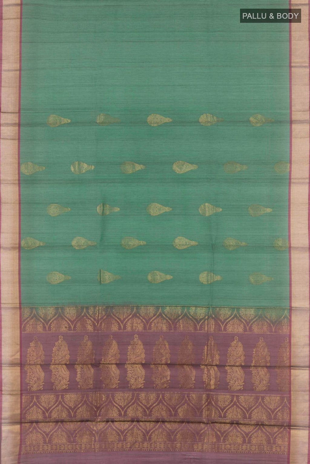 Green Blended Kora Cotton Saree
