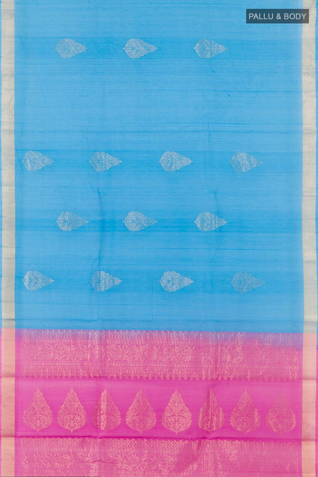 Blue Blended Kora Cotton Saree
