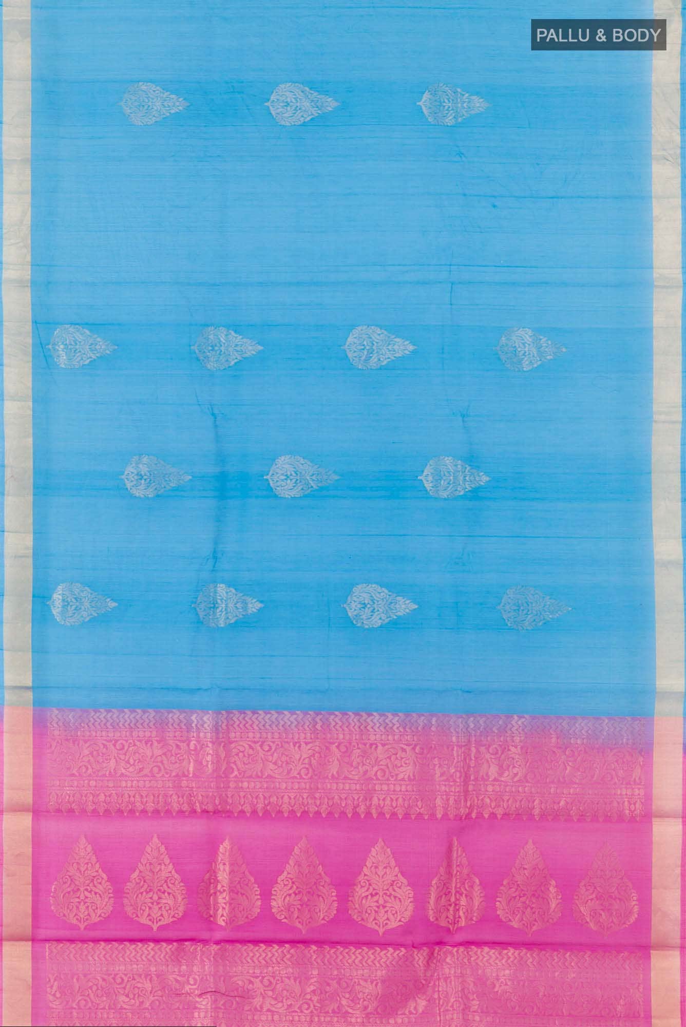 Blue Blended Kora Cotton Saree