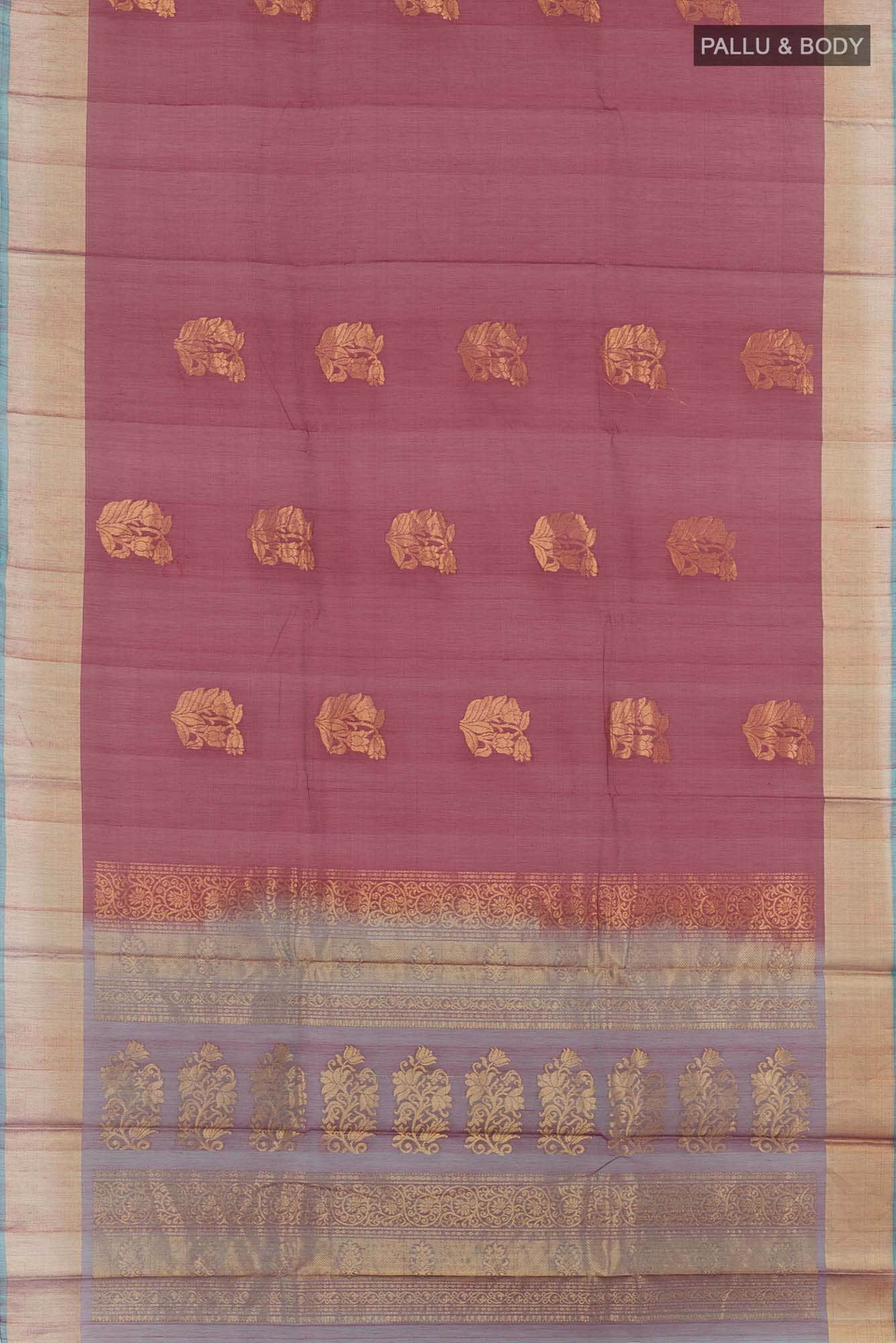 Maroon Dual Tone Blended Kora Cotton Saree