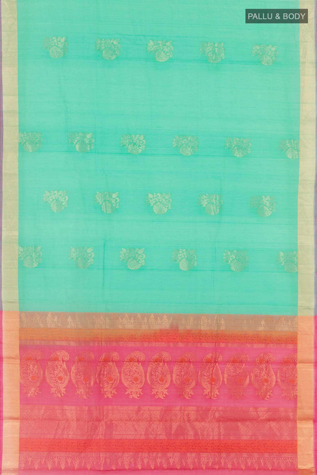 Green Dual Tone Blended Kora Cotton Saree