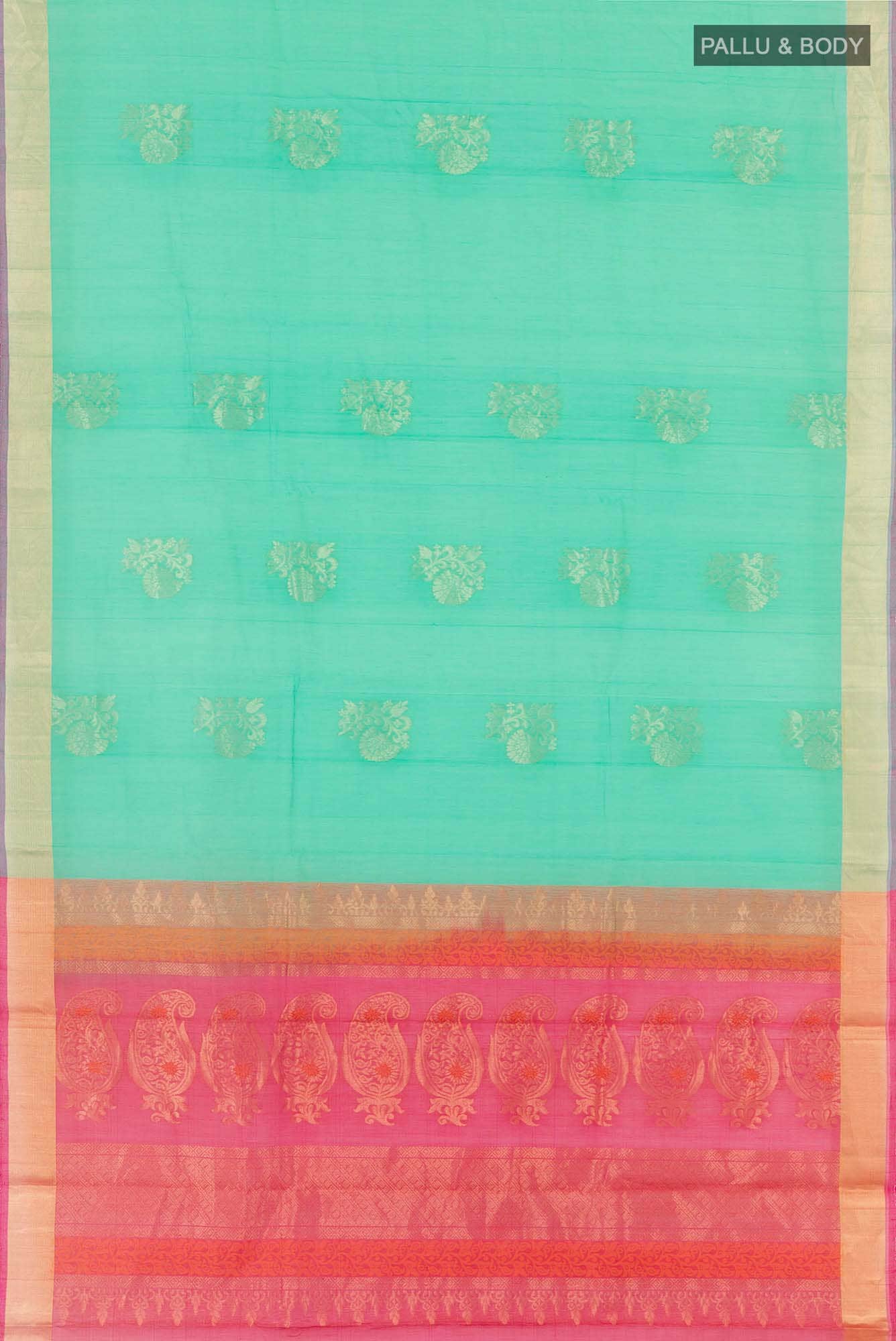 Green Dual Tone Blended Kora Cotton Saree
