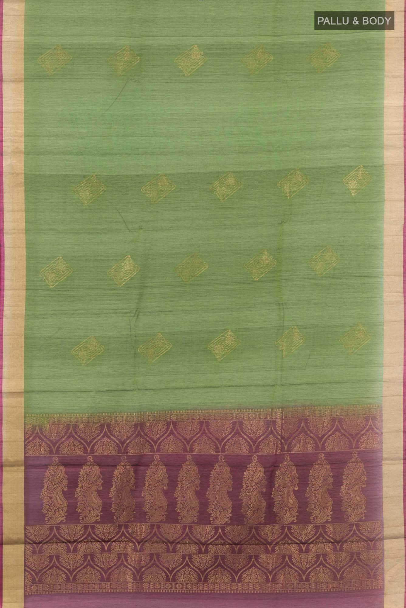 Green Blended Kora Cotton Saree
