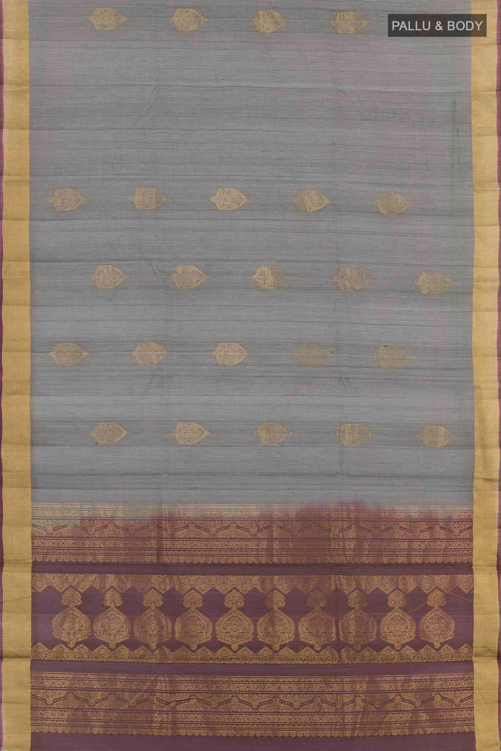 Grey Blended Kora Cotton Saree