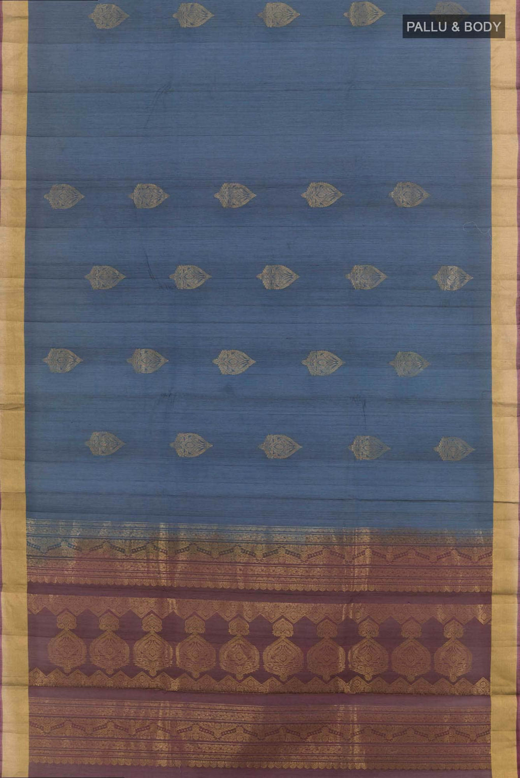Blue Blended Kora Cotton Saree