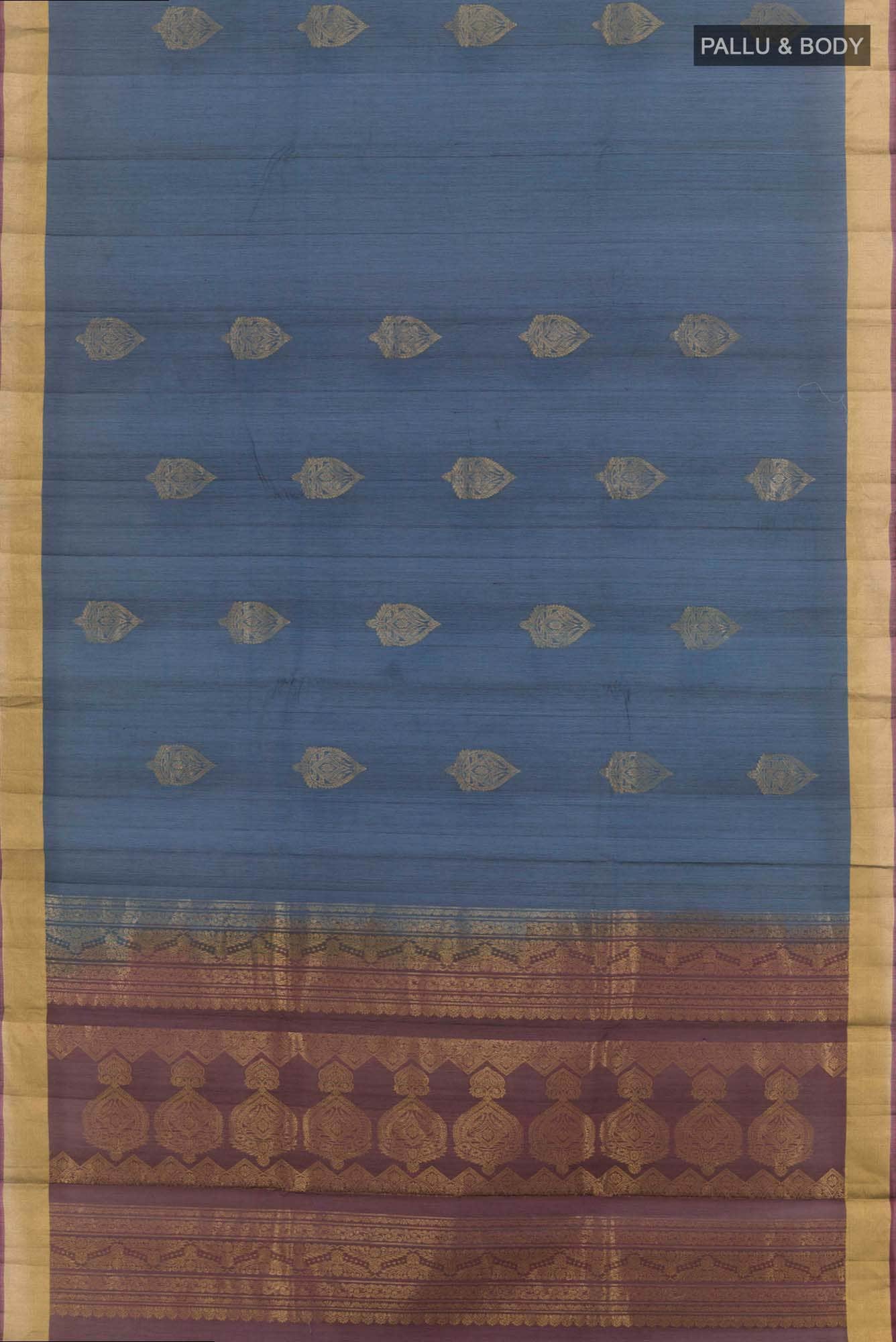 Blue Blended Kora Cotton Saree