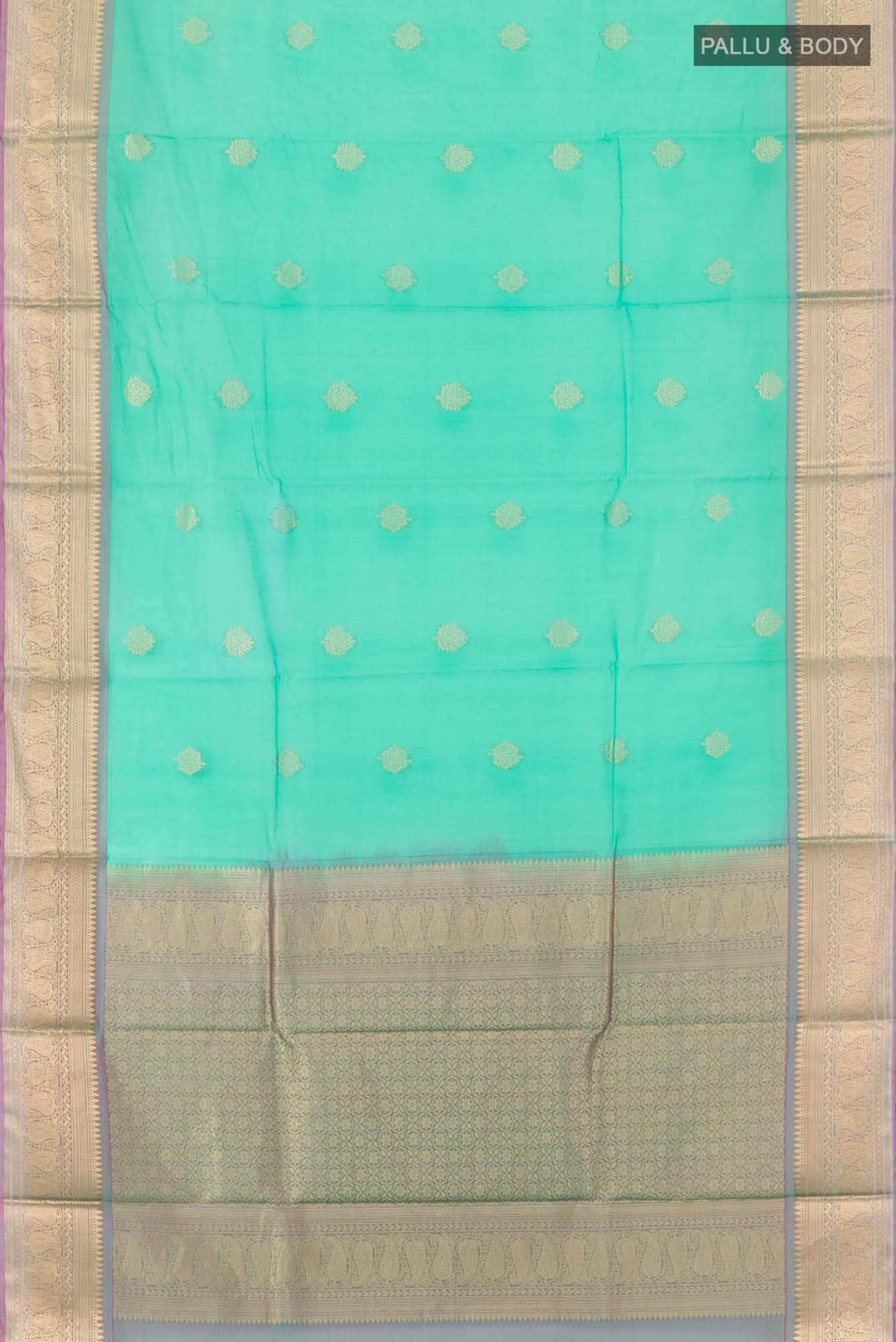 Green Blended Kora Cotton Saree