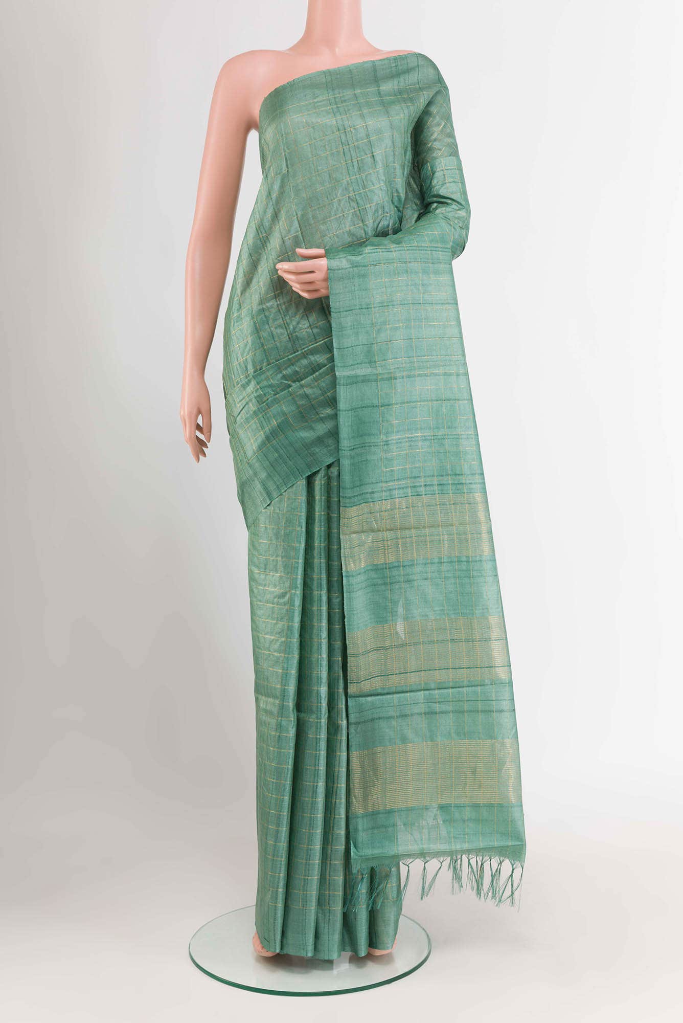 Olive Green Tussar Saree
