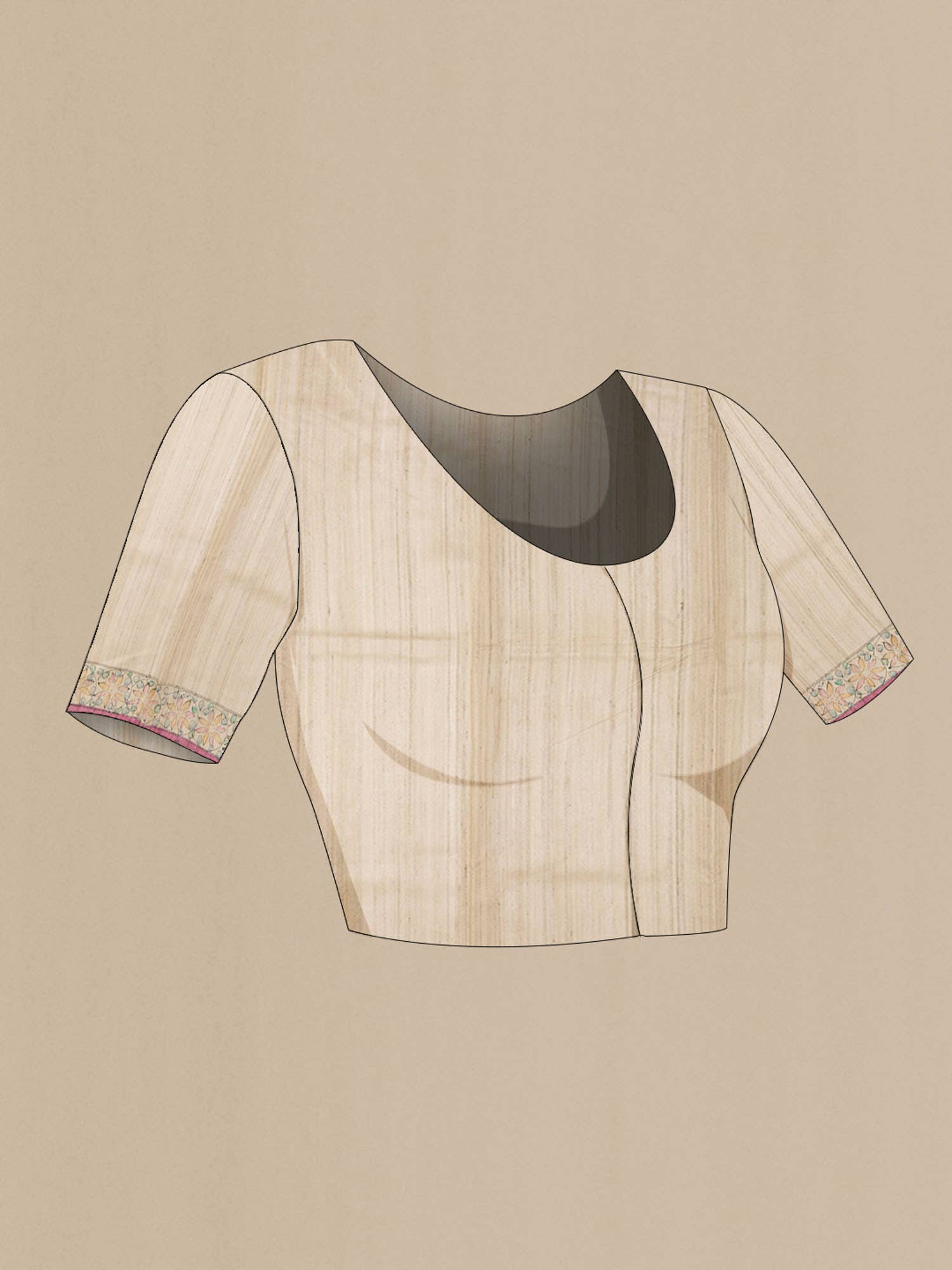 Beige Tussar Silk Saree