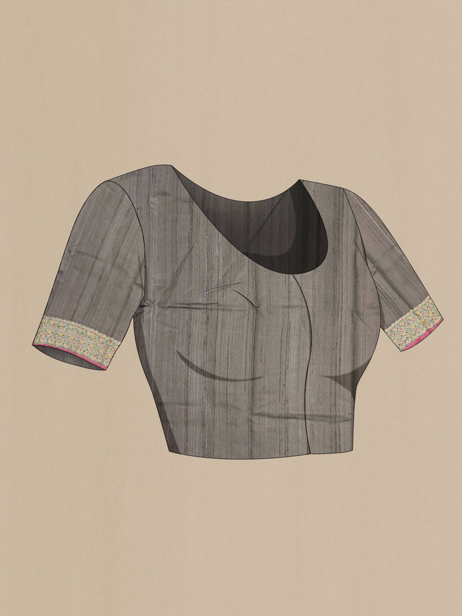 Grey Tussar Silk Saree